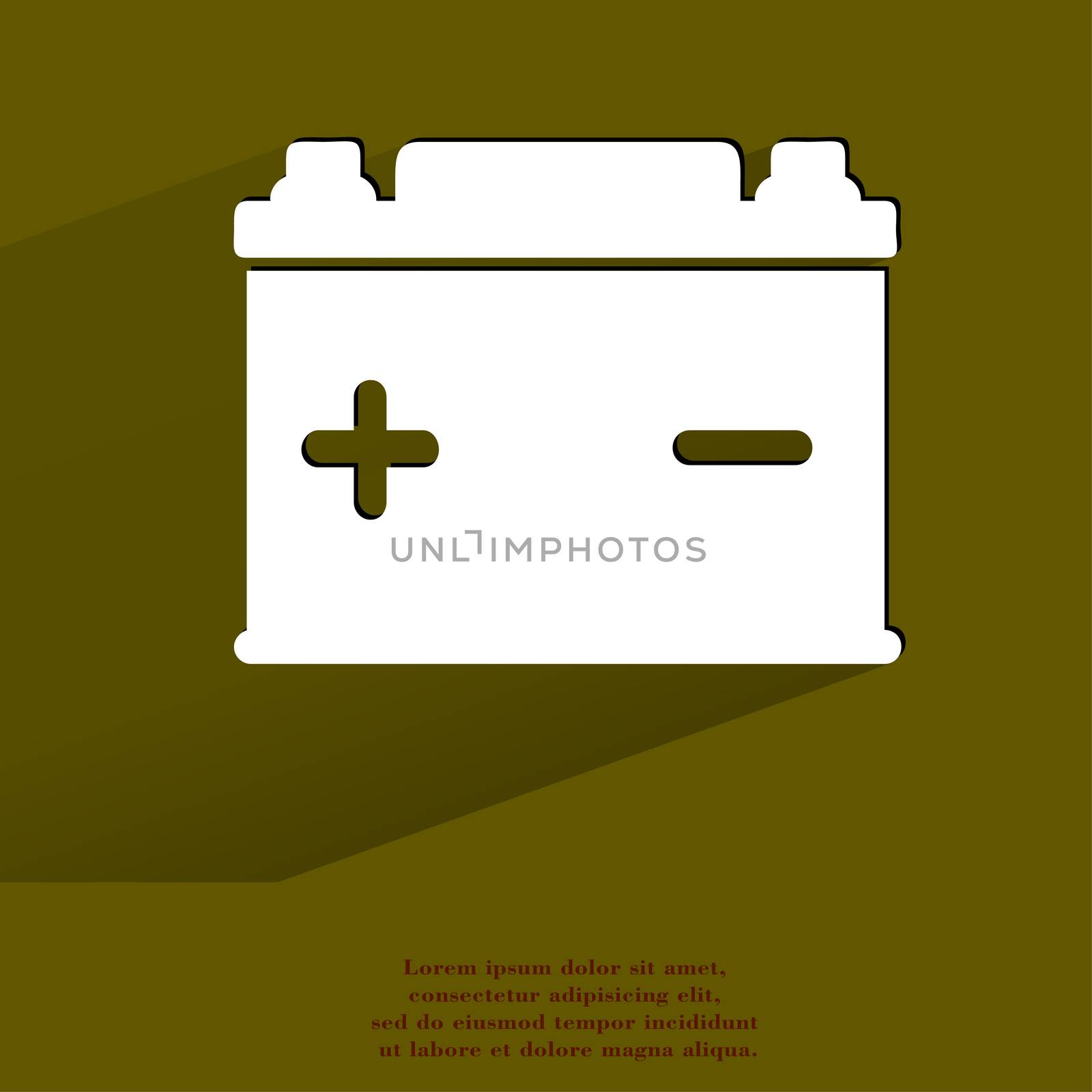 Car battery. Flat modern web button with long shadow and space for your text by serhii_lohvyniuk