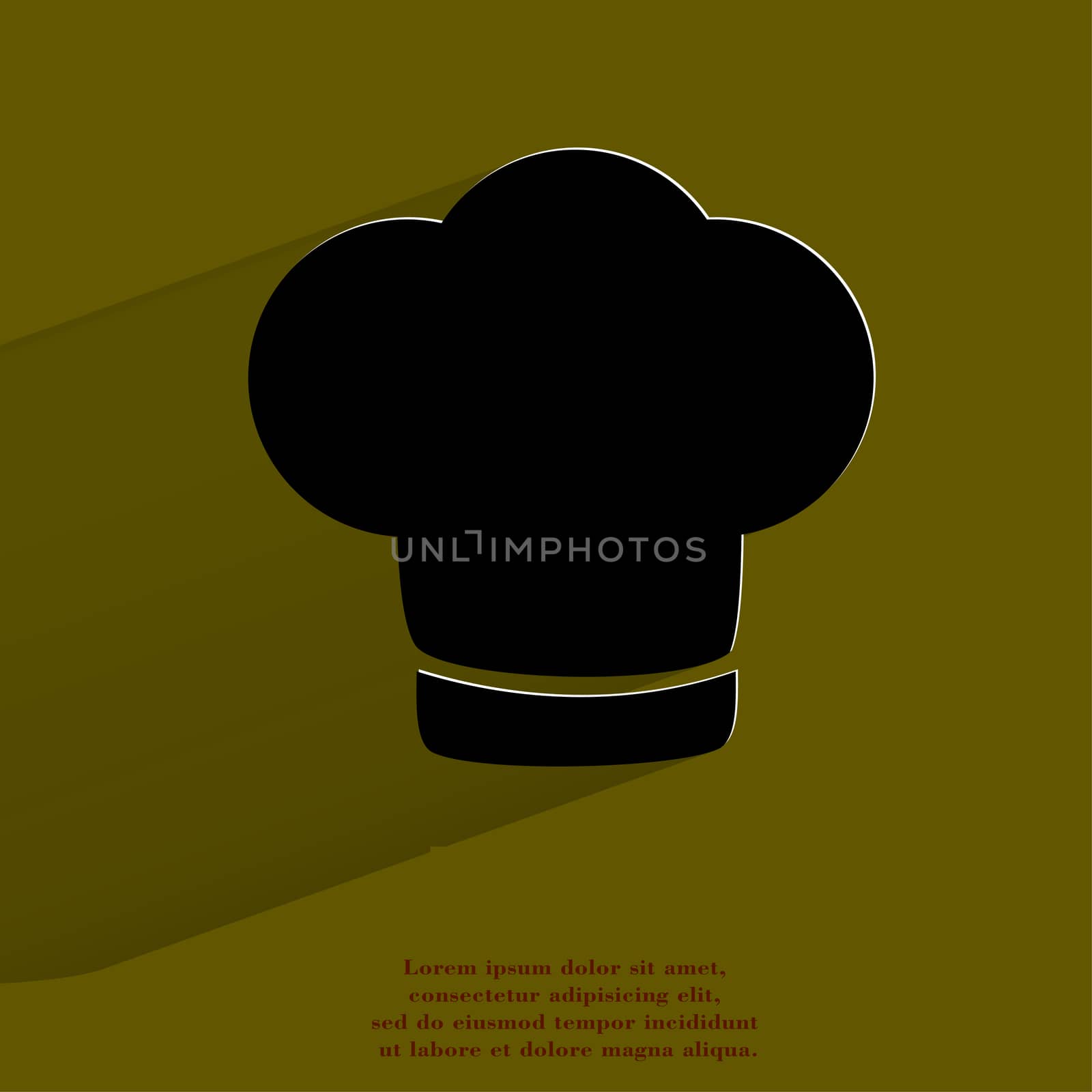 Chef cap. Cooking. Flat modern web button with long shadow and space for your text by serhii_lohvyniuk