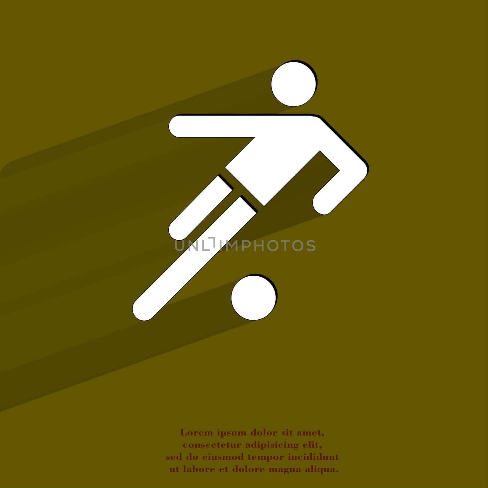 football player. Flat modern web button with long shadow and space for your text. . 