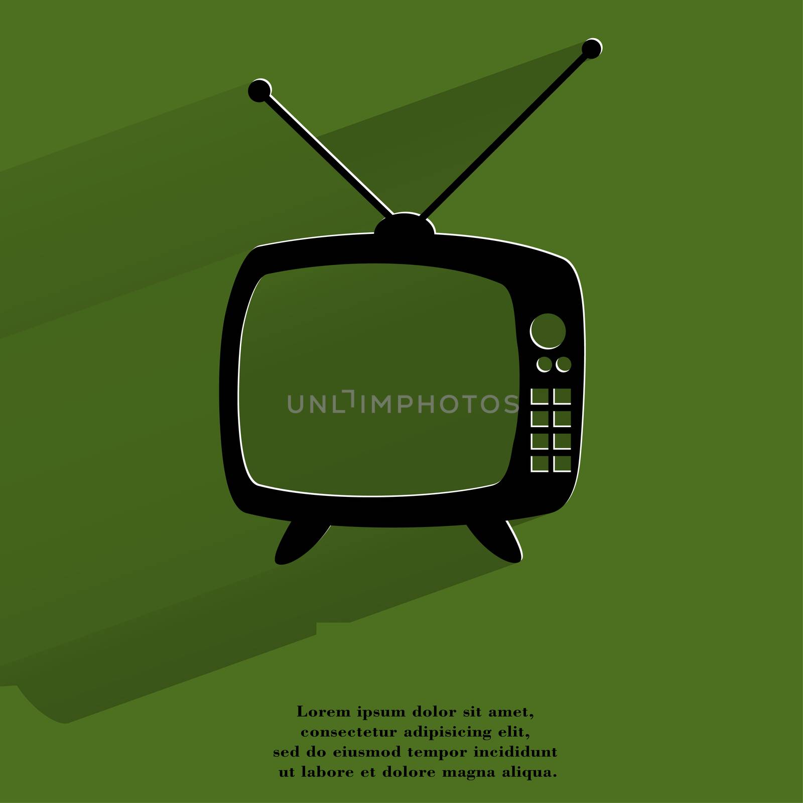 Retro tv. Flat modern web button with long shadow and space for your text. by serhii_lohvyniuk