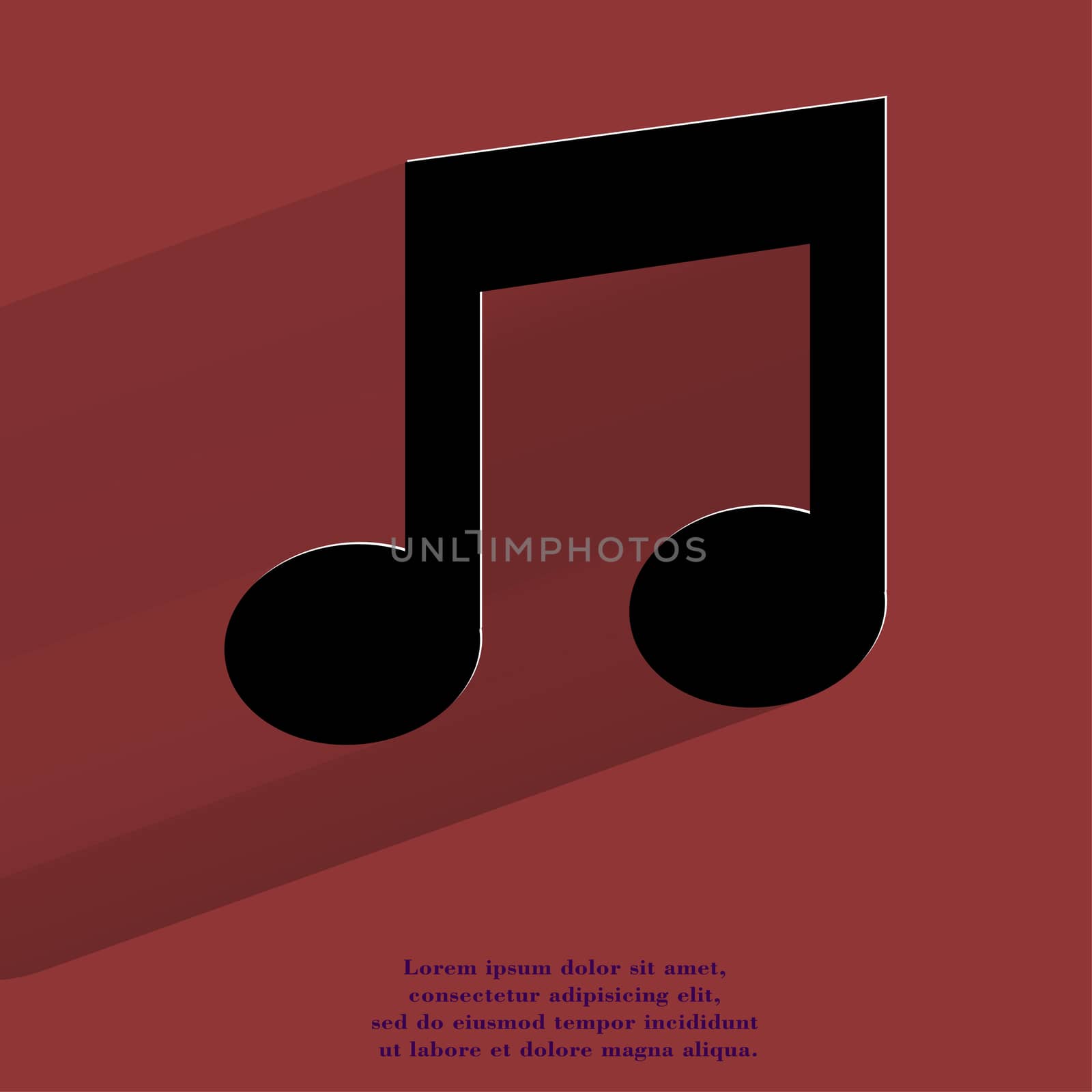 Music note. Flat modern web button with long shadow and space for your text. by serhii_lohvyniuk