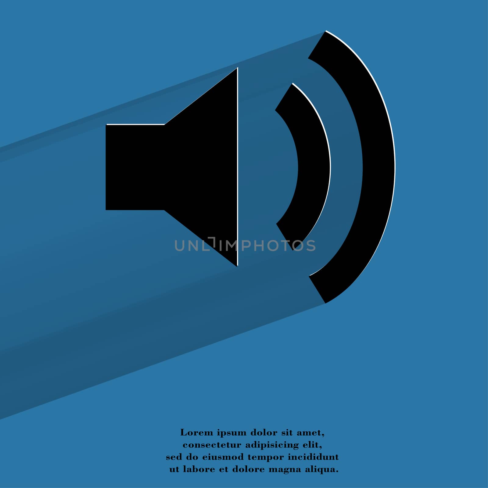 Speaker. Flat modern web button with long shadow and space for your text. . 