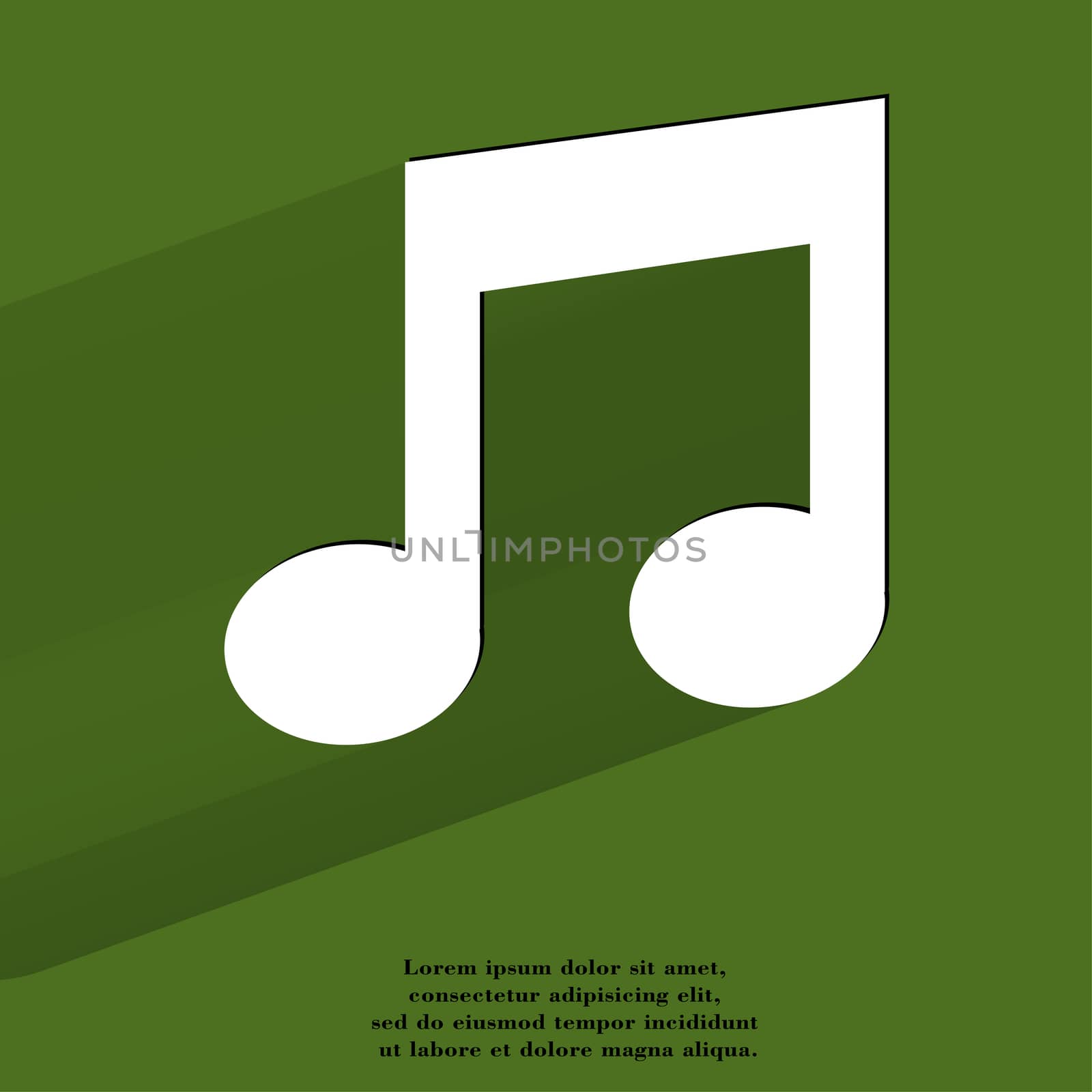 Music note. Flat modern web button with long shadow and space for your text. by serhii_lohvyniuk