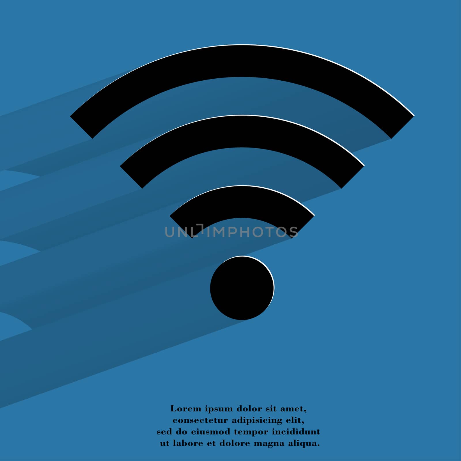 WI-FI. Flat modern web button with long shadow and space for your text. . 