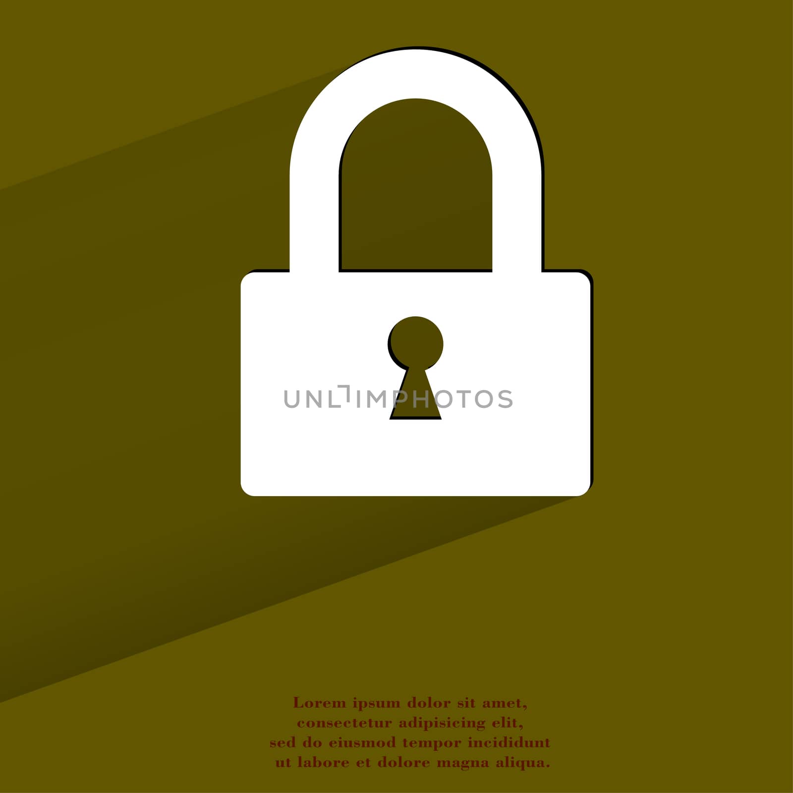 padlock. Flat modern web button with long shadow and space for your text. by serhii_lohvyniuk