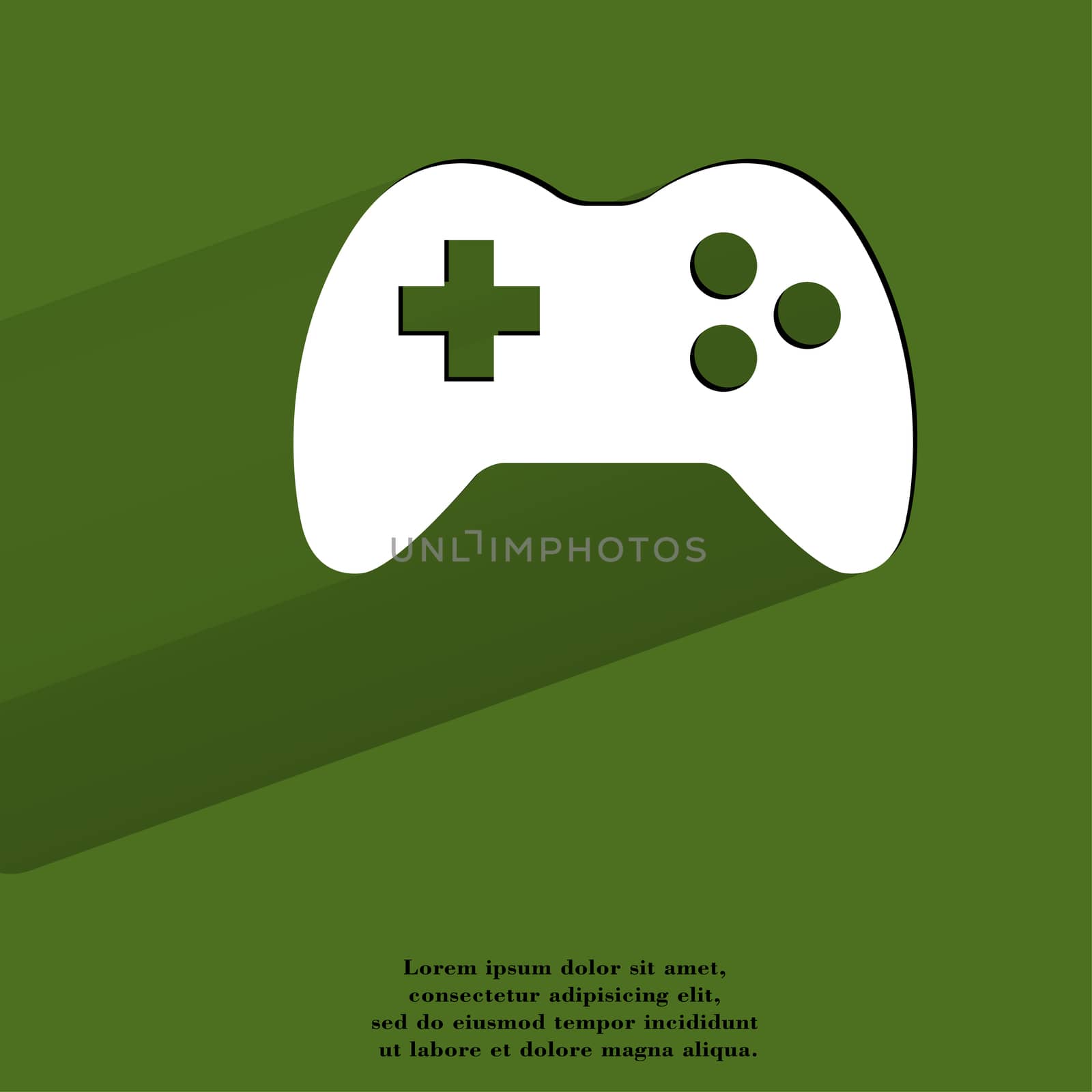 Gaming Joystick. Flat modern web button with long shadow and space for your text. by serhii_lohvyniuk