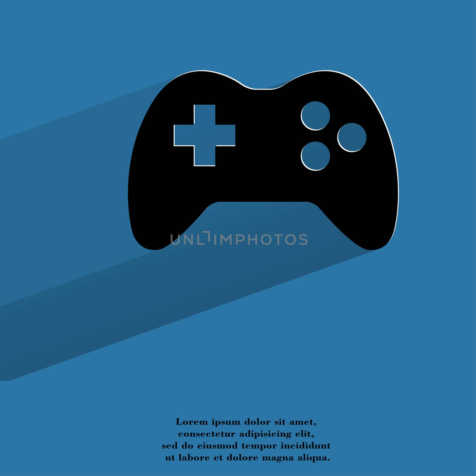 Gaming Joystick. Flat modern web button with long shadow and space for your text. . 