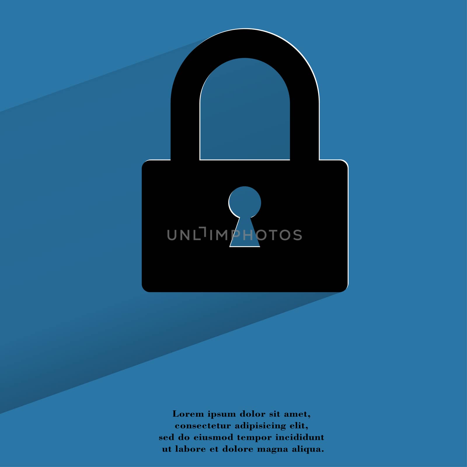 padlock. Flat modern web button with long shadow and space for your text. by serhii_lohvyniuk