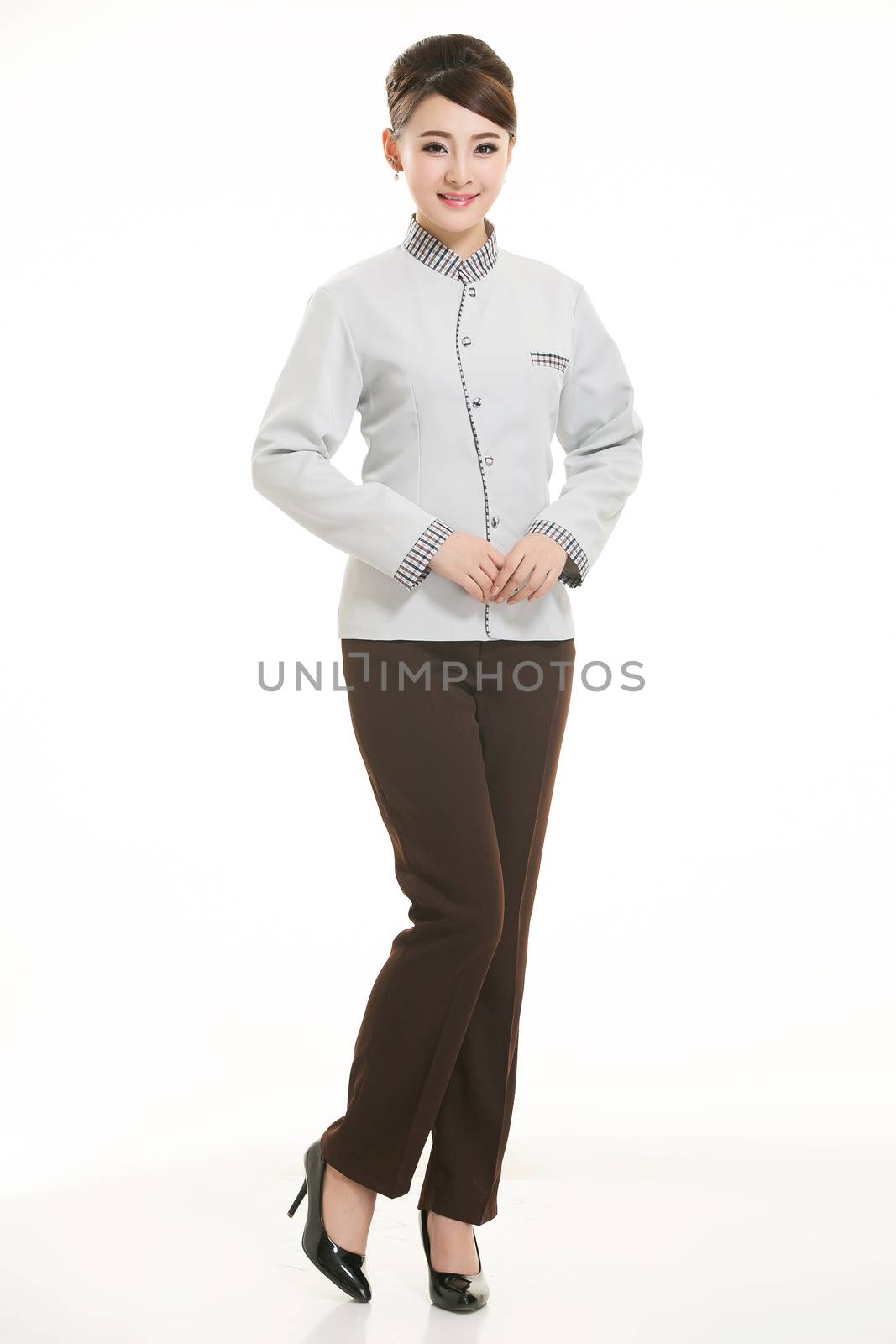 dressed in overalls who stand in front of a white background by quweichang