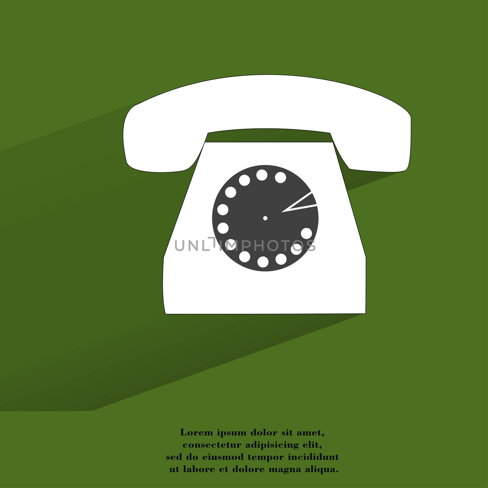 Retro telephone. Flat modern web button with long shadow and space for your text by serhii_lohvyniuk