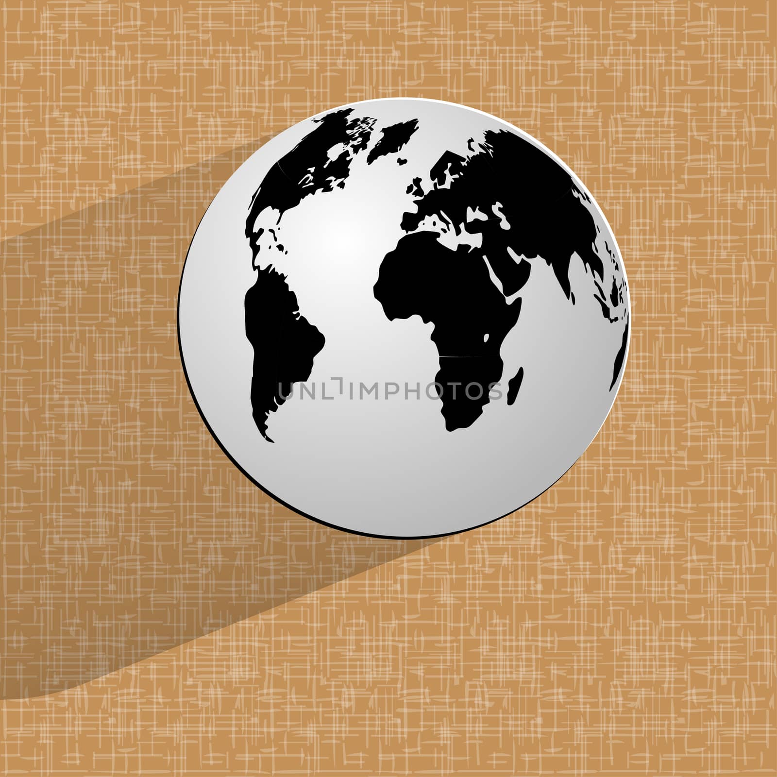 World map web icon on a flat geometric abstract background.  illustration. 