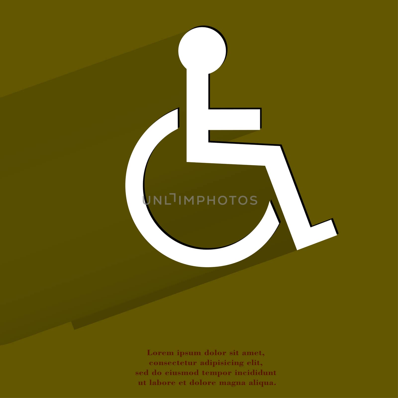 disabled. Flat modern web button with long shadow and space for your text. . 