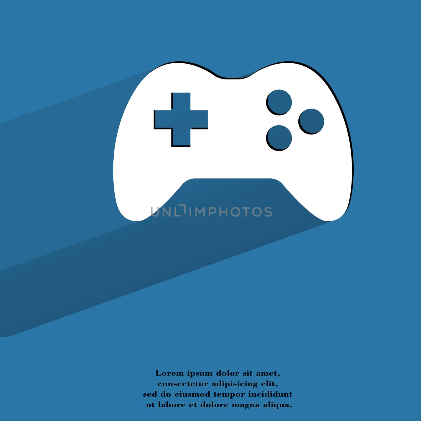 Gaming Joystick. Flat modern web button with long shadow and space for your text. by serhii_lohvyniuk