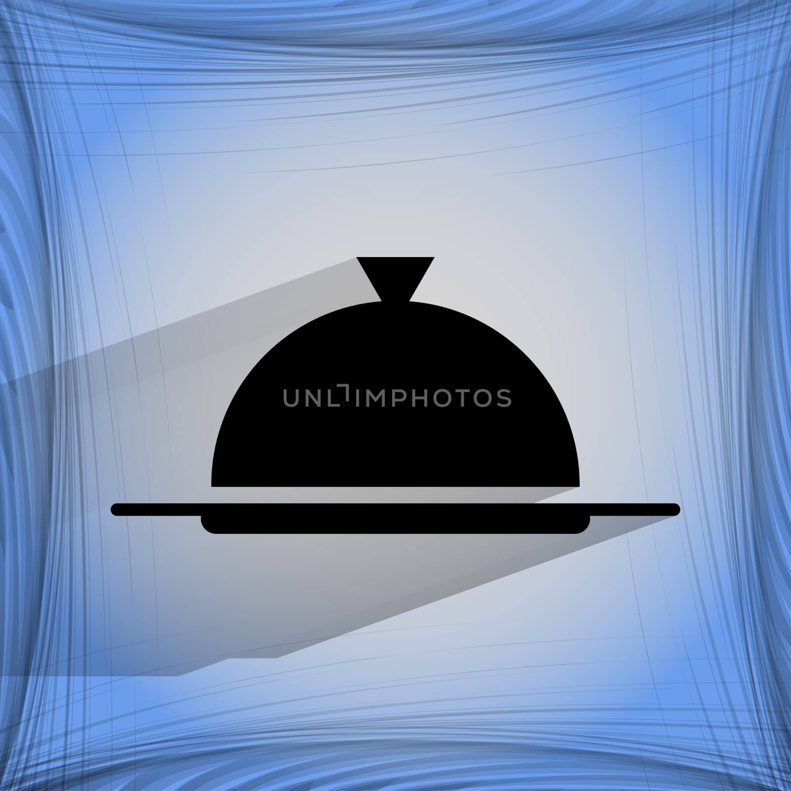 Restaurant cloche. Flat modern web button on a flat geometric abstract background  . 