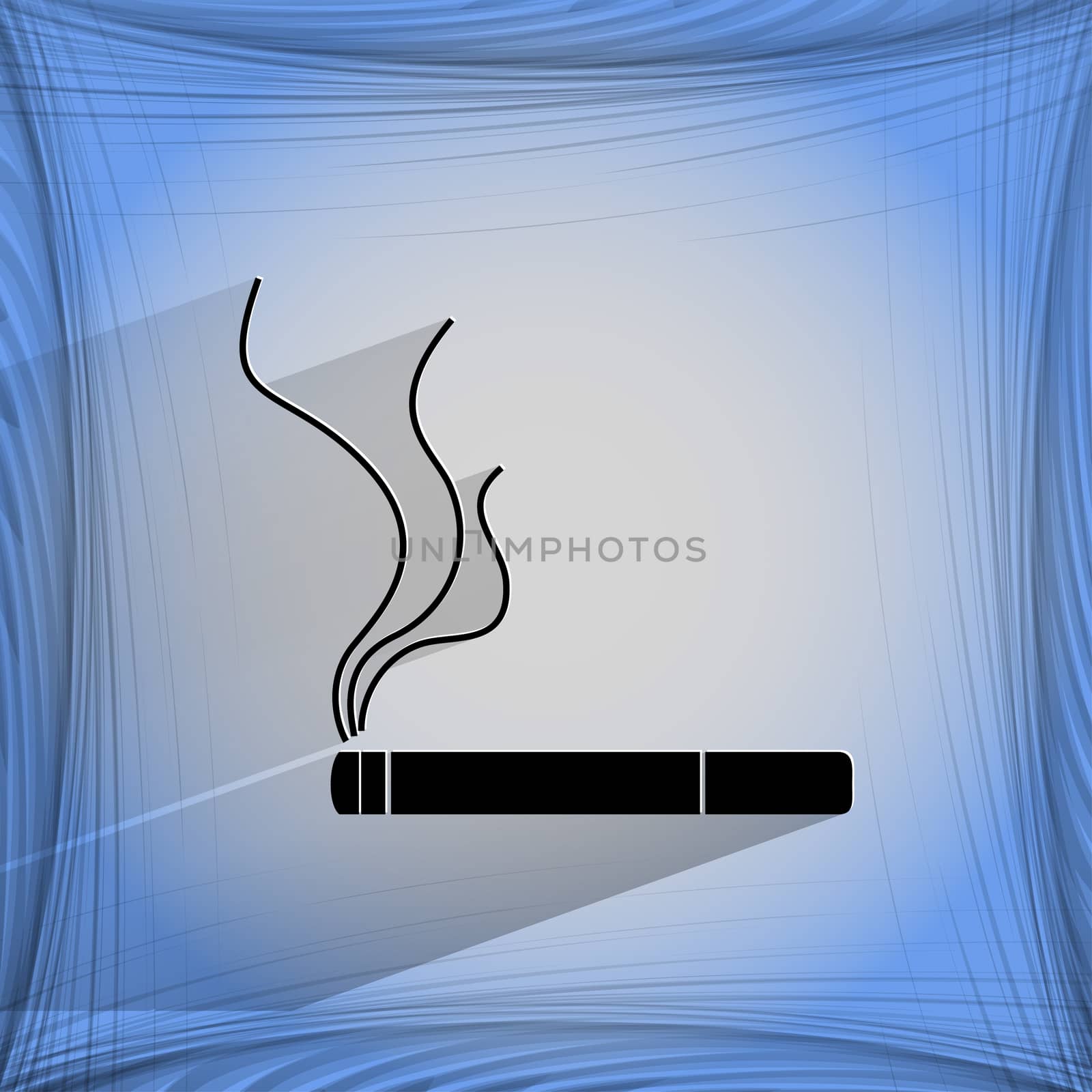 Smoking sign. cigarette. Flat modern web button on a flat geometric abstract background  by serhii_lohvyniuk