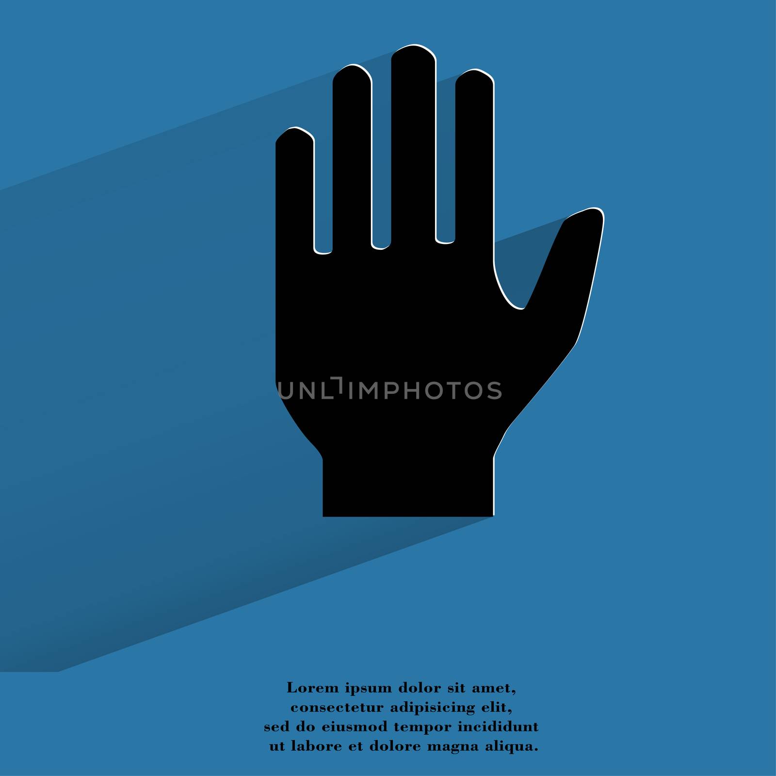 Stop. hand. Flat modern web button with long shadow and space for your text. by serhii_lohvyniuk