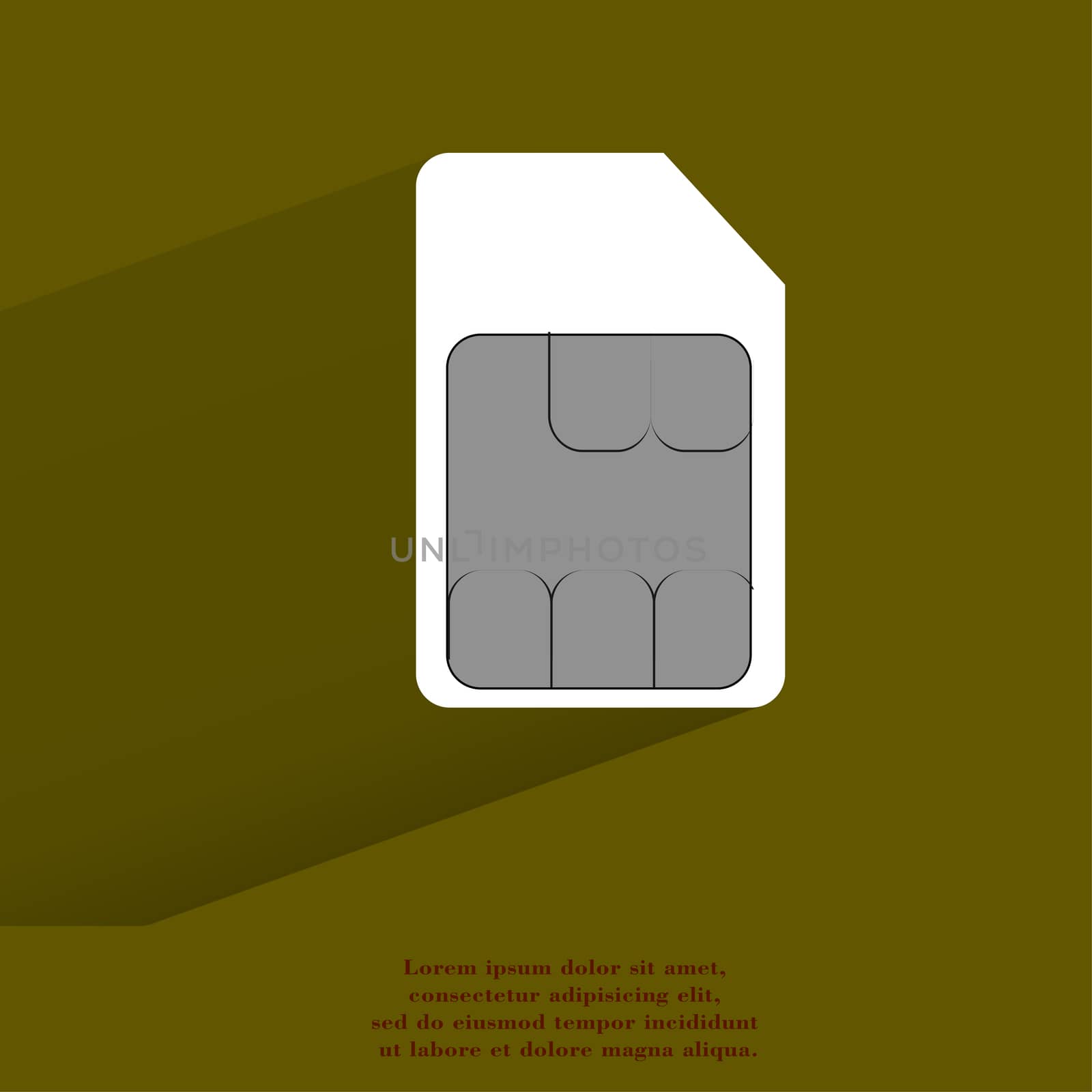 SIM card. Flat modern web button with long shadow and space for your text. by serhii_lohvyniuk