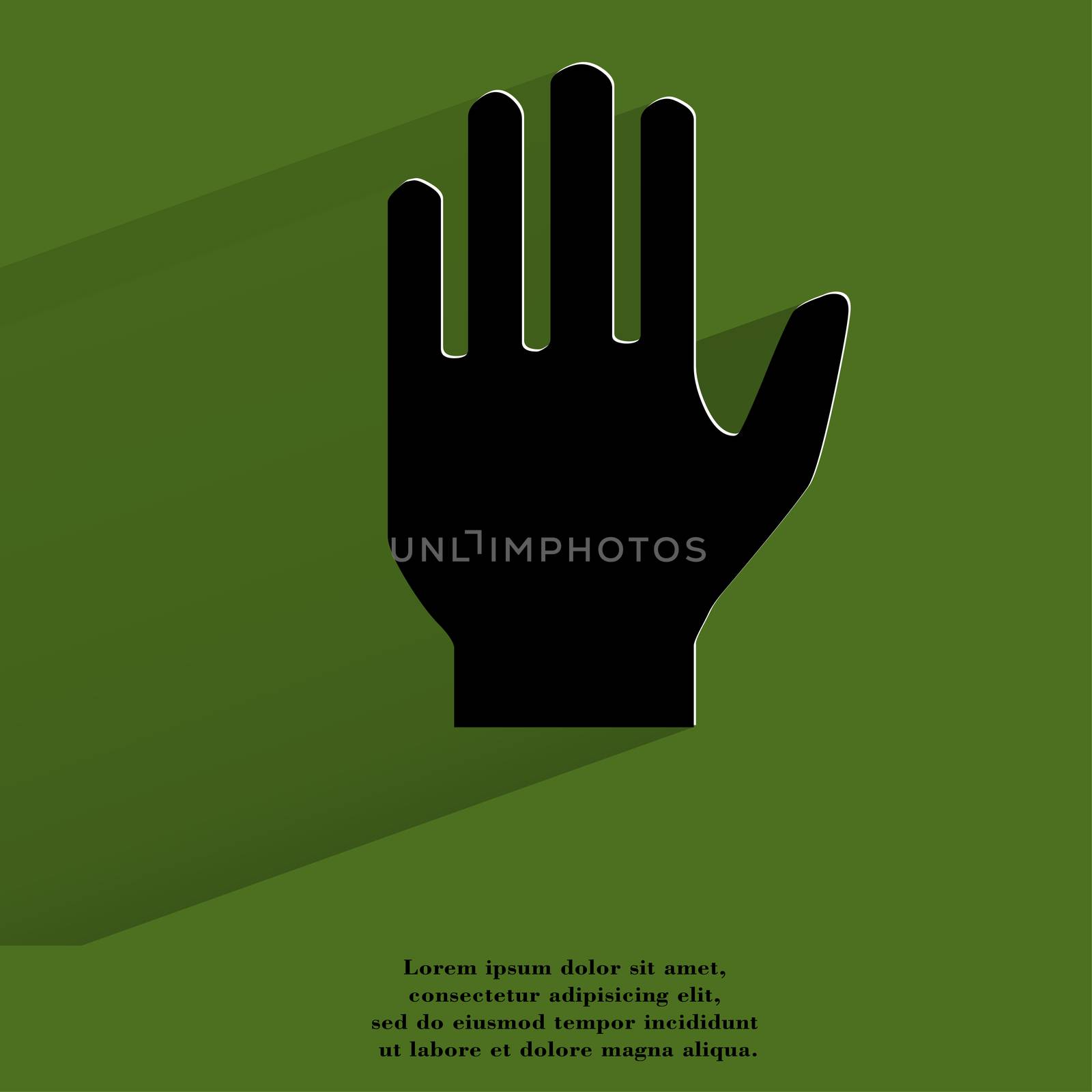 Stop. hand Flat modern web button with long shadow and space for your text. . 