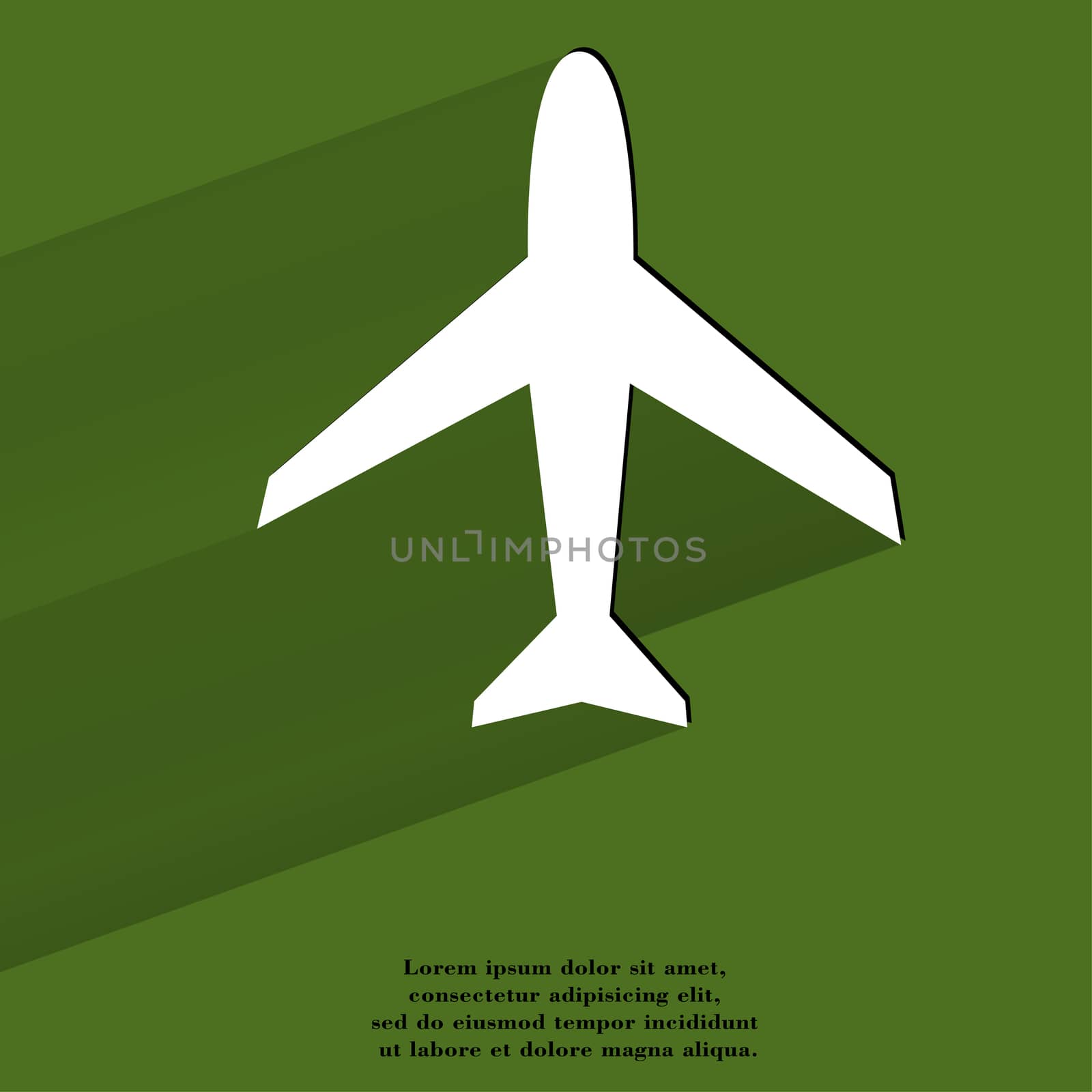Plane . Flat modern web button with long shadow and space for your text. by serhii_lohvyniuk