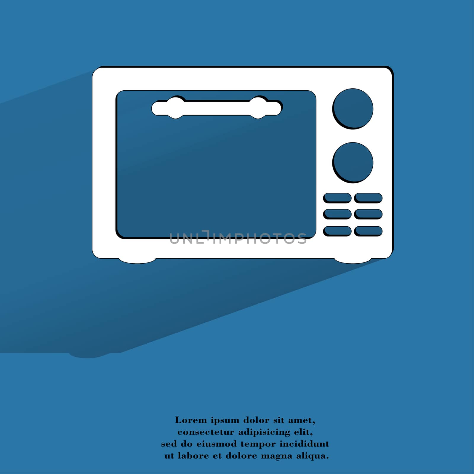 microwave. kitchen equipment Flat modern web button with long shadow and space for your text. . 