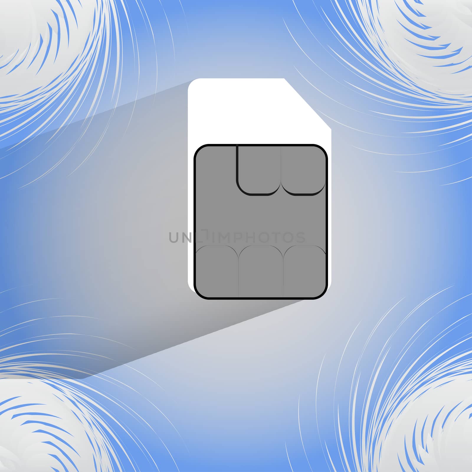 SIM card. Flat modern web button   on a flat geometric abstract background  . 