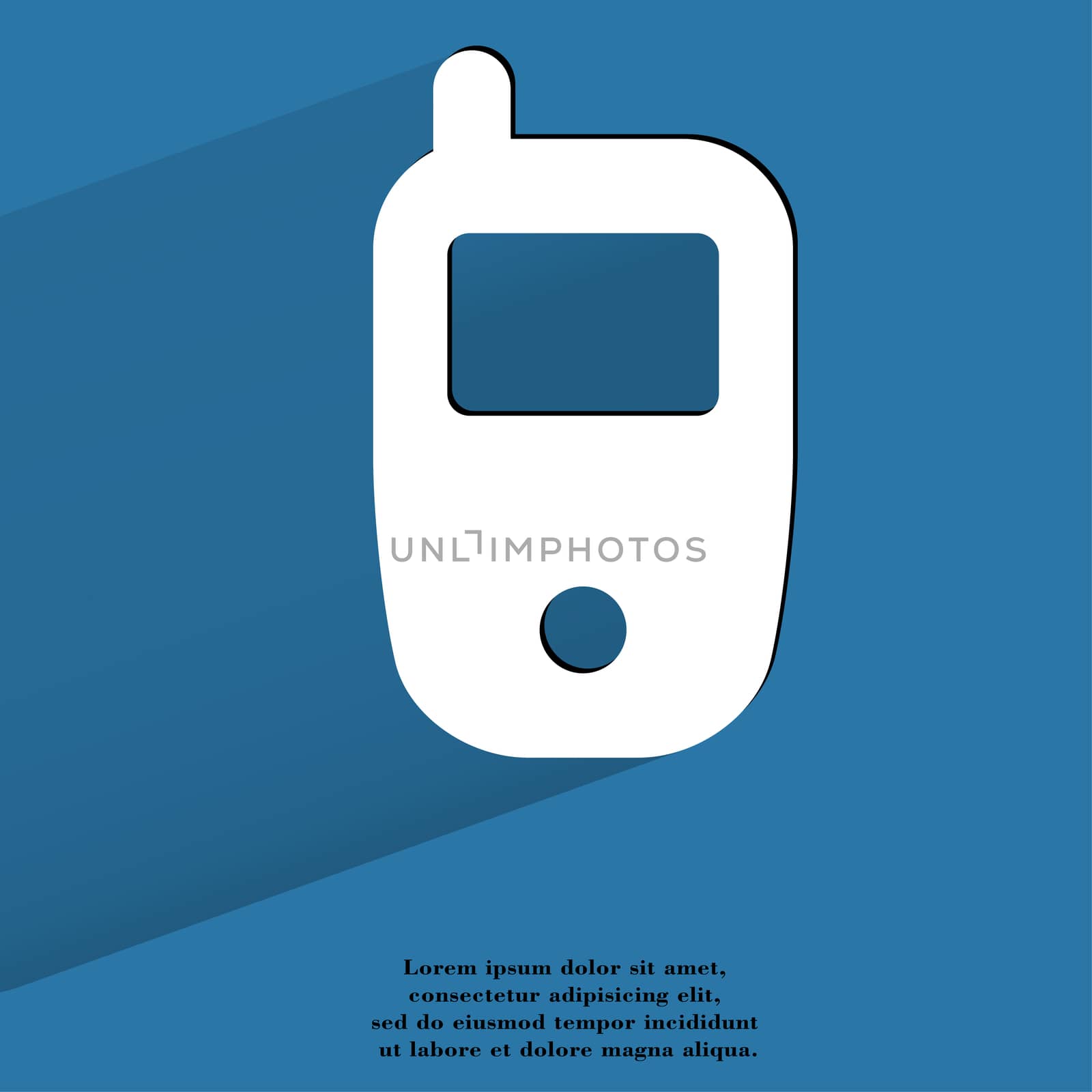 Mobile phone. Flat modern web button with long shadow and space for your text. by serhii_lohvyniuk