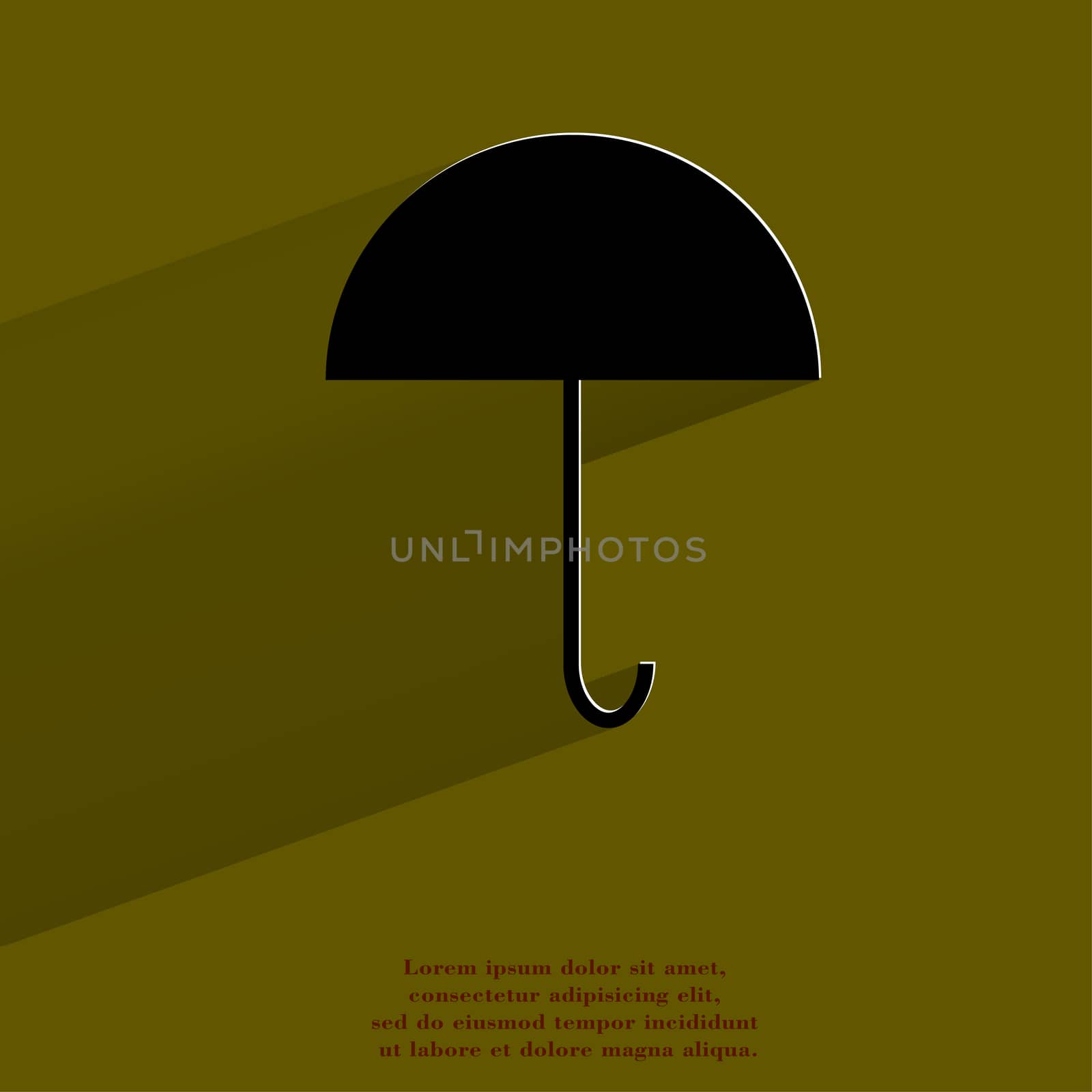 Umbrella. Flat modern web button with long shadow and space for your text. by serhii_lohvyniuk