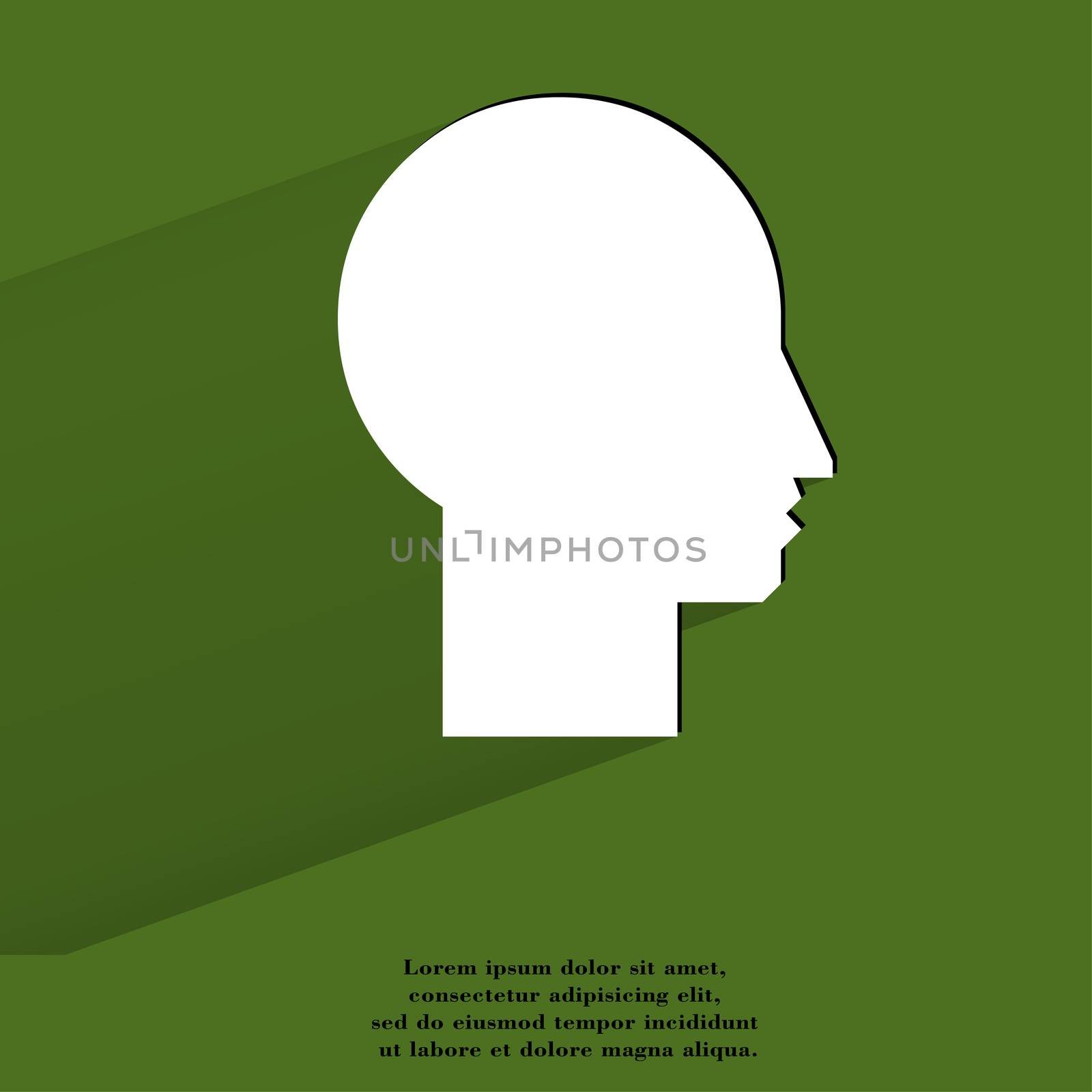 Man silhouette profile picture. Flat modern web button with long shadow and space for your text. by serhii_lohvyniuk