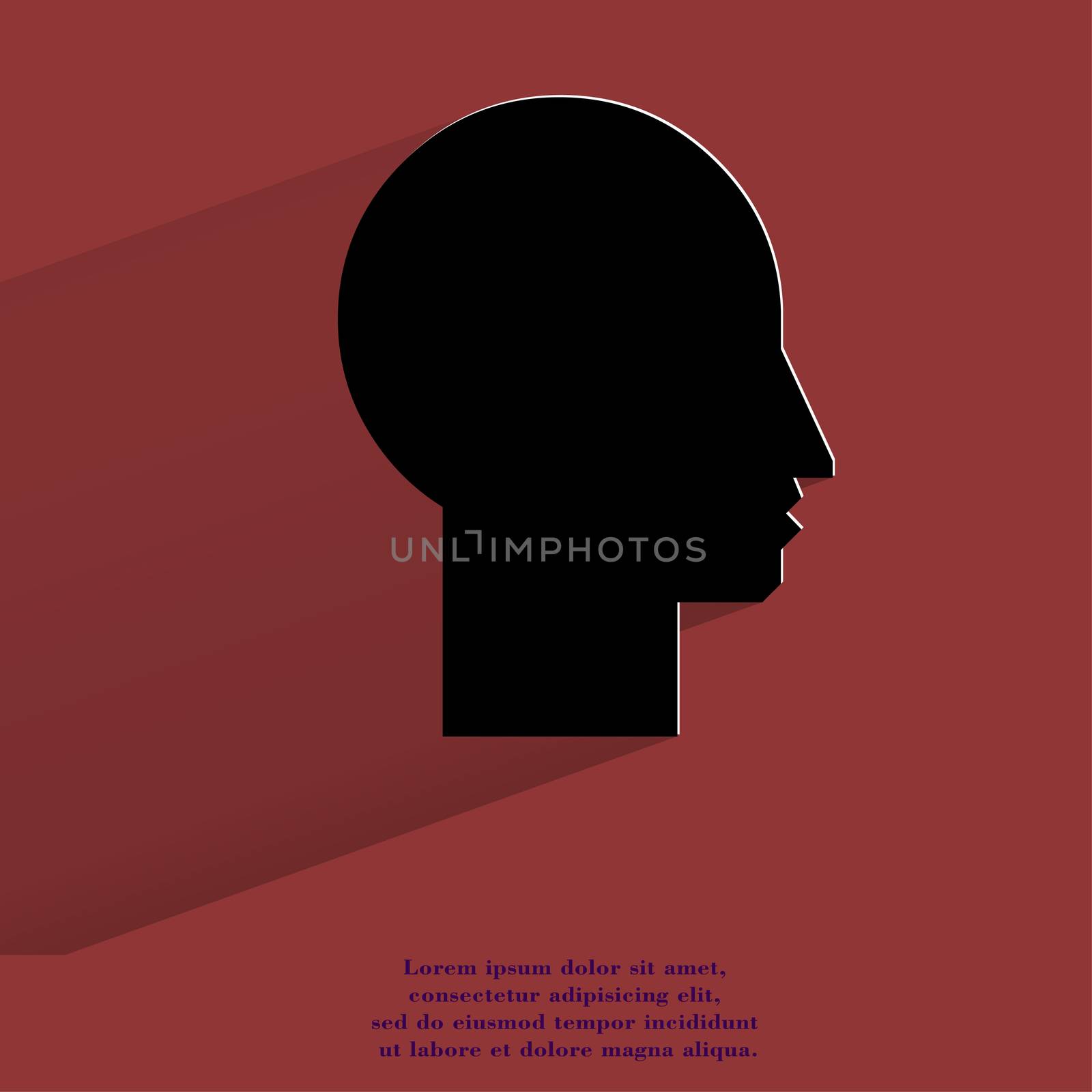 Man silhouette profile picture. Flat modern web button with long shadow and space for your text. by serhii_lohvyniuk