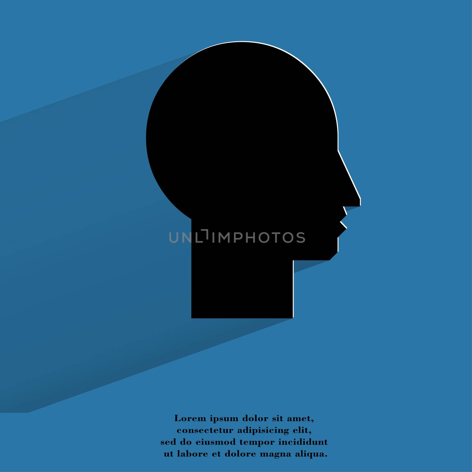 Man silhouette profile picture. Flat modern web button with long shadow and space for your text. by serhii_lohvyniuk