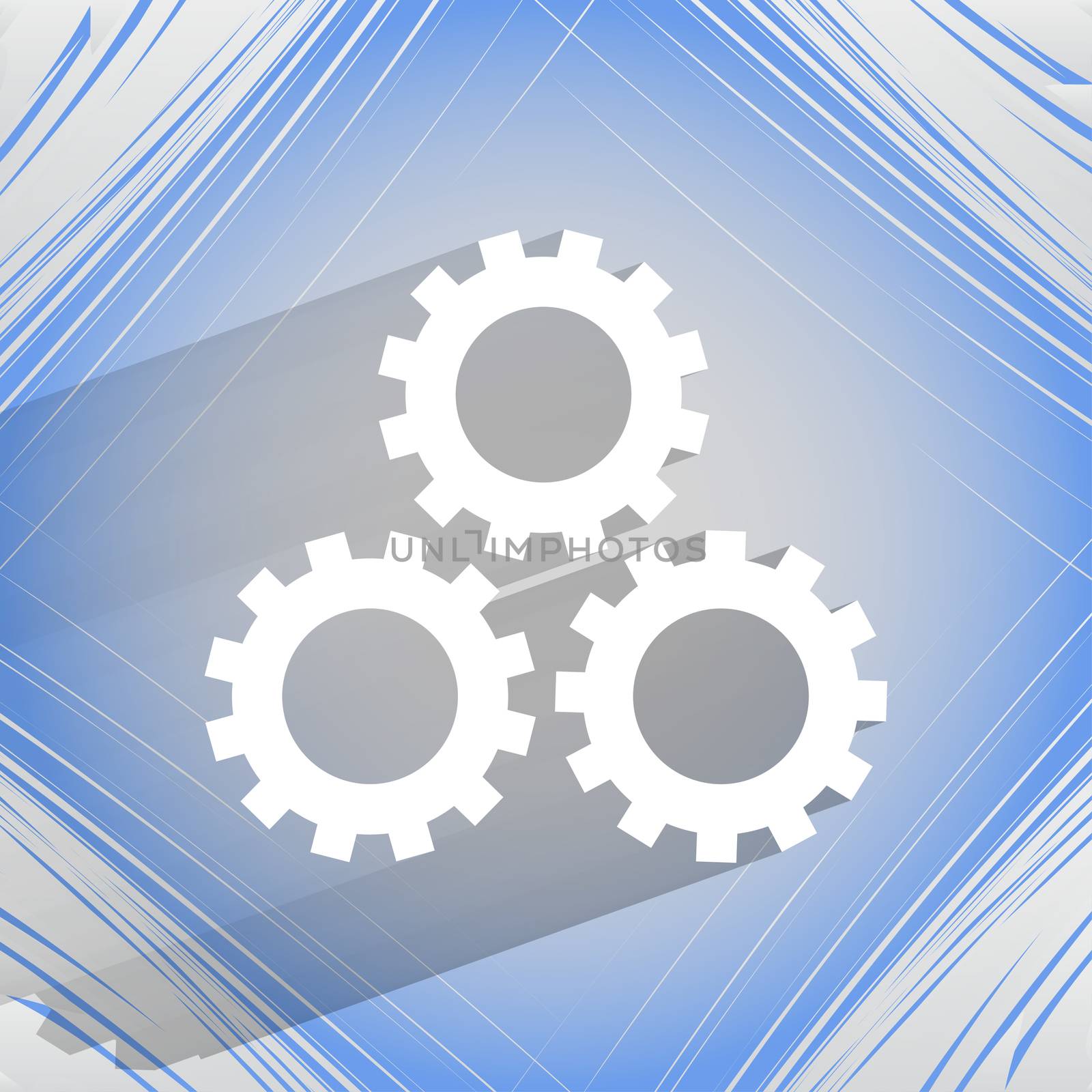 Settings Sign web icon on a flat geometric abstract background  by serhii_lohvyniuk