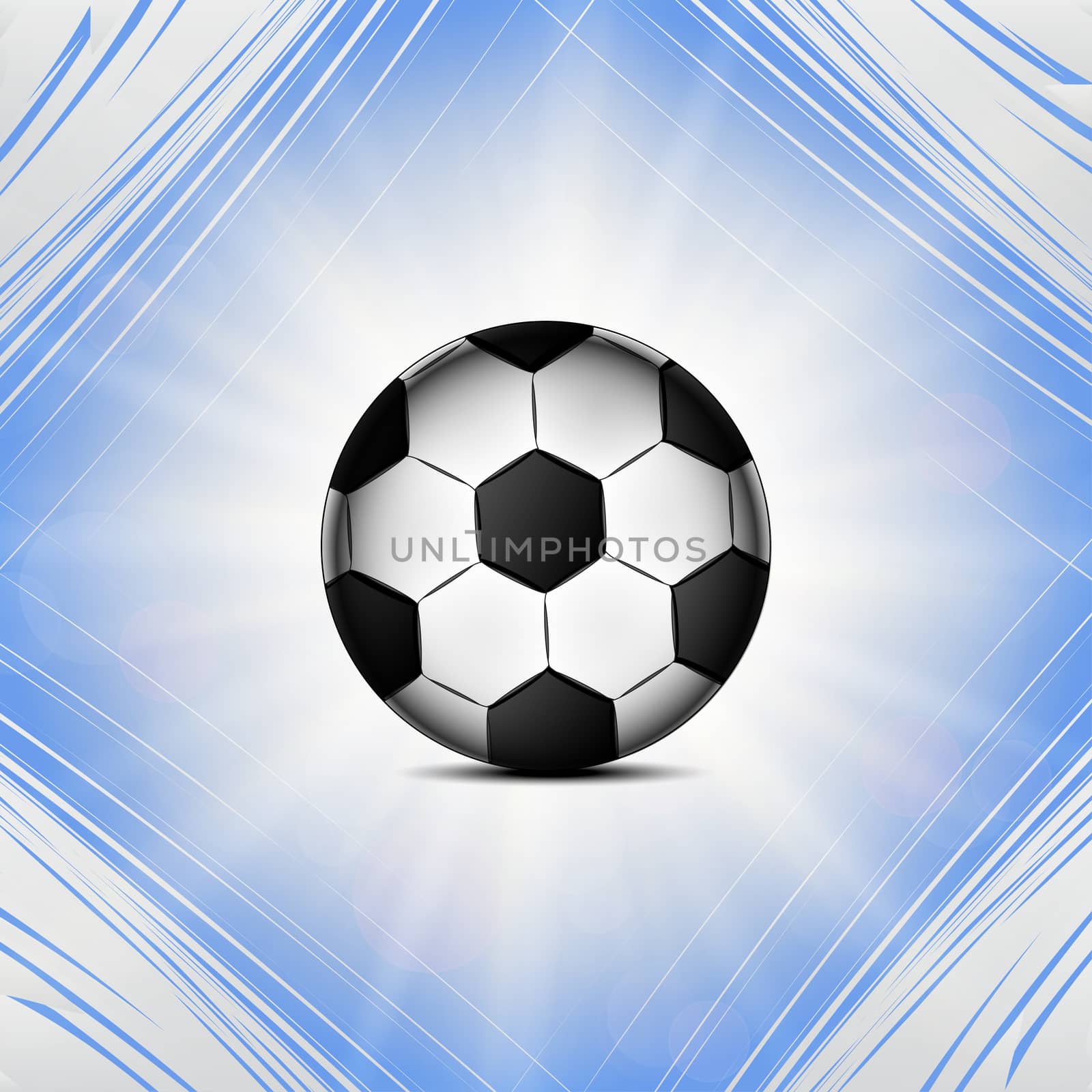 Soccer ball icon on a flat geometric abstract background   illustration. 