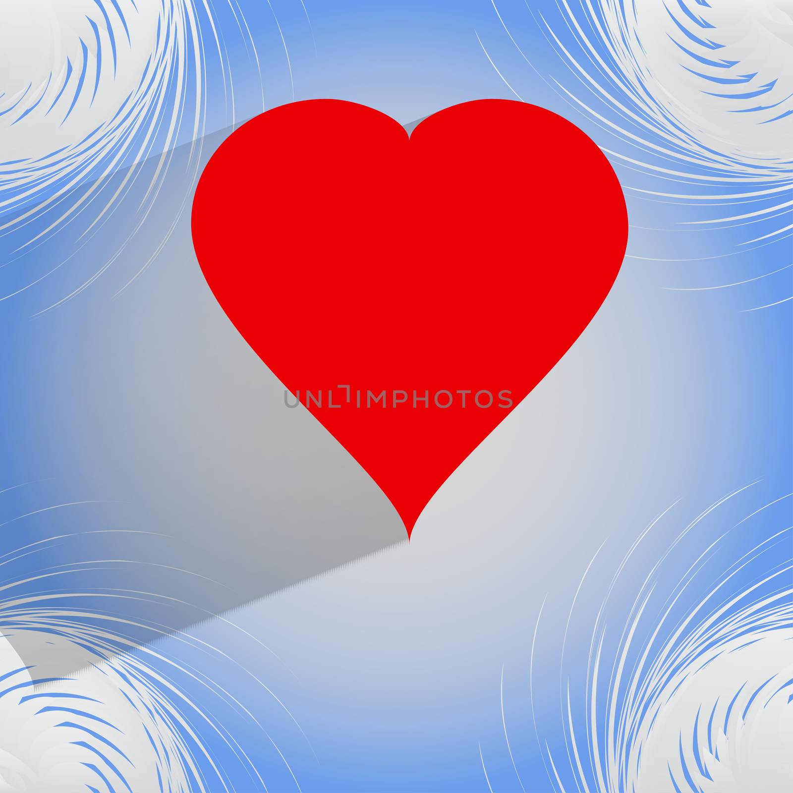 red heart web icon on a flat geometric abstract background  by serhii_lohvyniuk