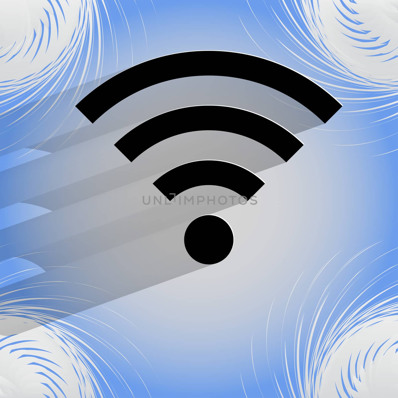 WI-FI. Flat modern web button with long shadow and space for your text. . 