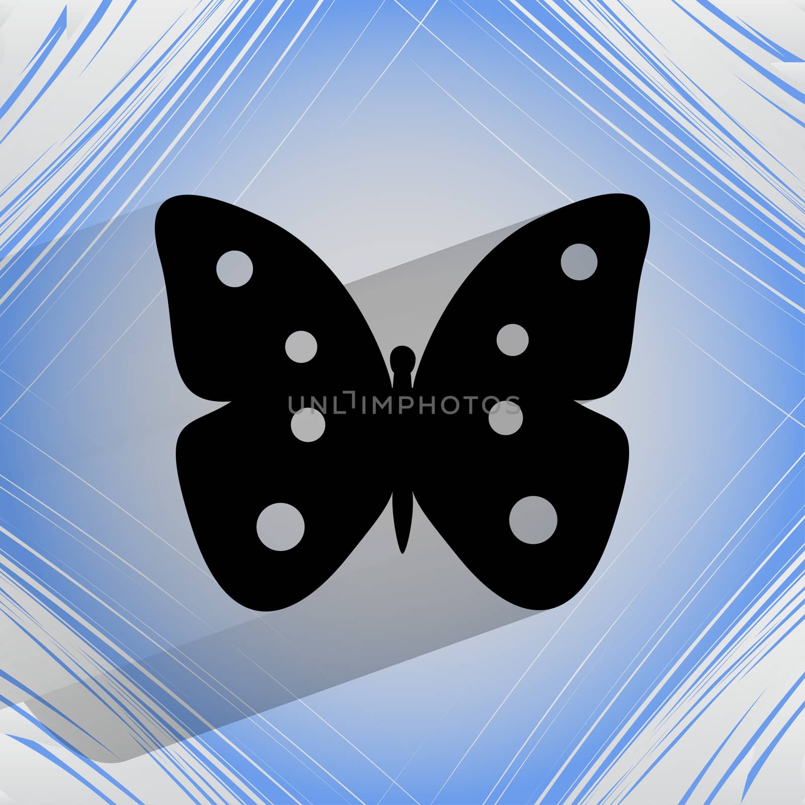 butterfly. Flat modern web button  on a flat geometric abstract background  . 