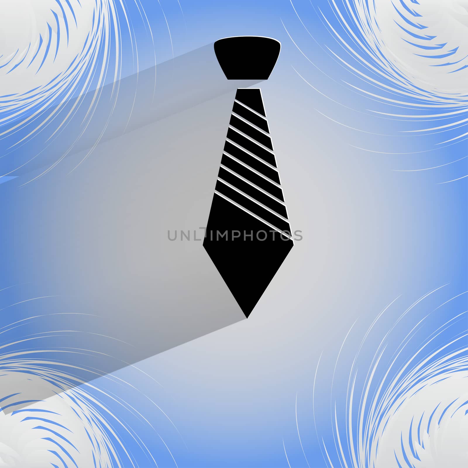Hipster tie. Flat modern web button  on a flat geometric abstract background  . 