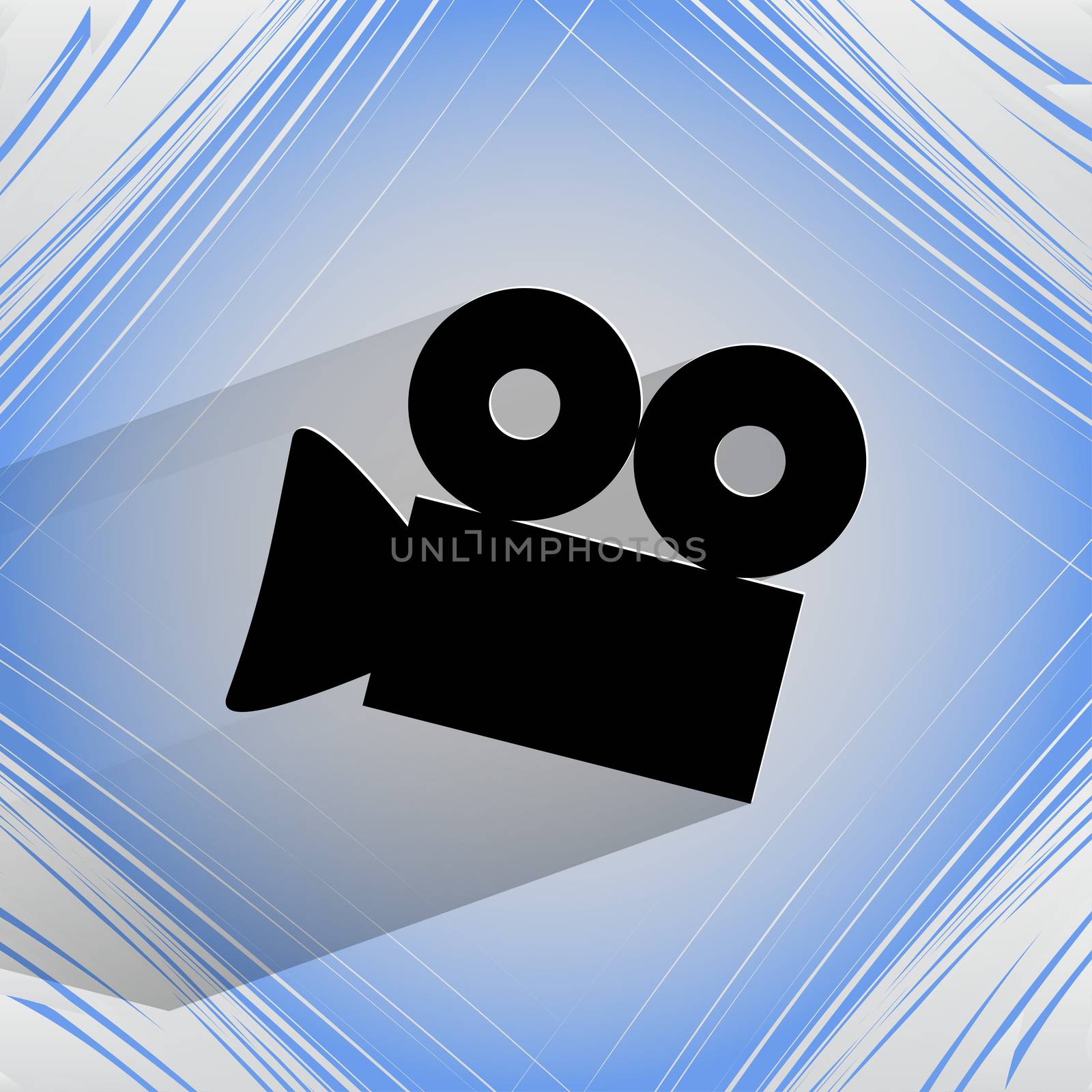 Video-camera. Flat modern web button  on a flat geometric abstract background  by serhii_lohvyniuk