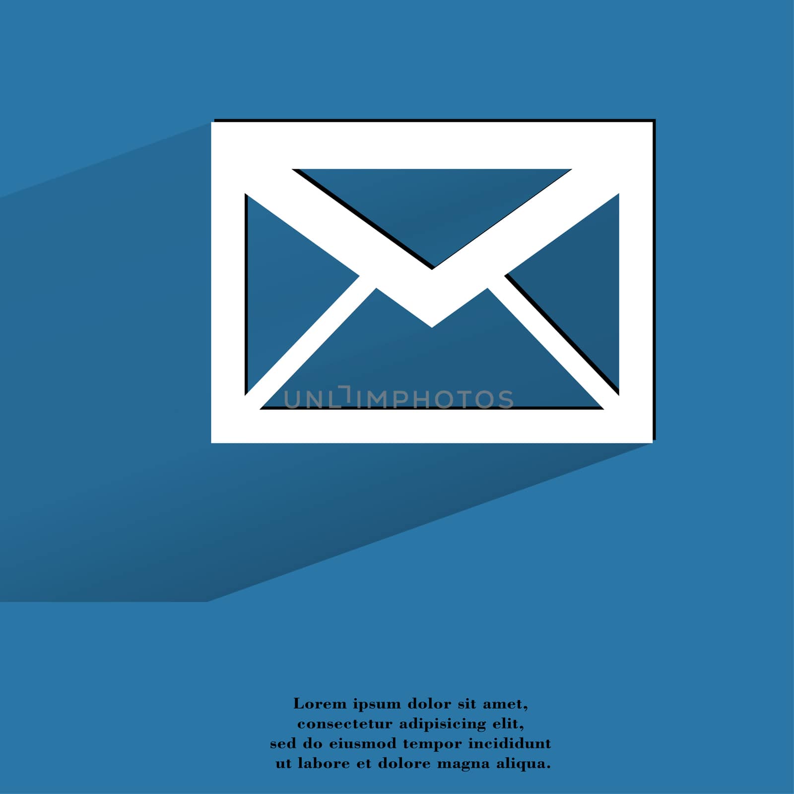 mail. envelope. Flat modern web button with long shadow and space for your text. by serhii_lohvyniuk