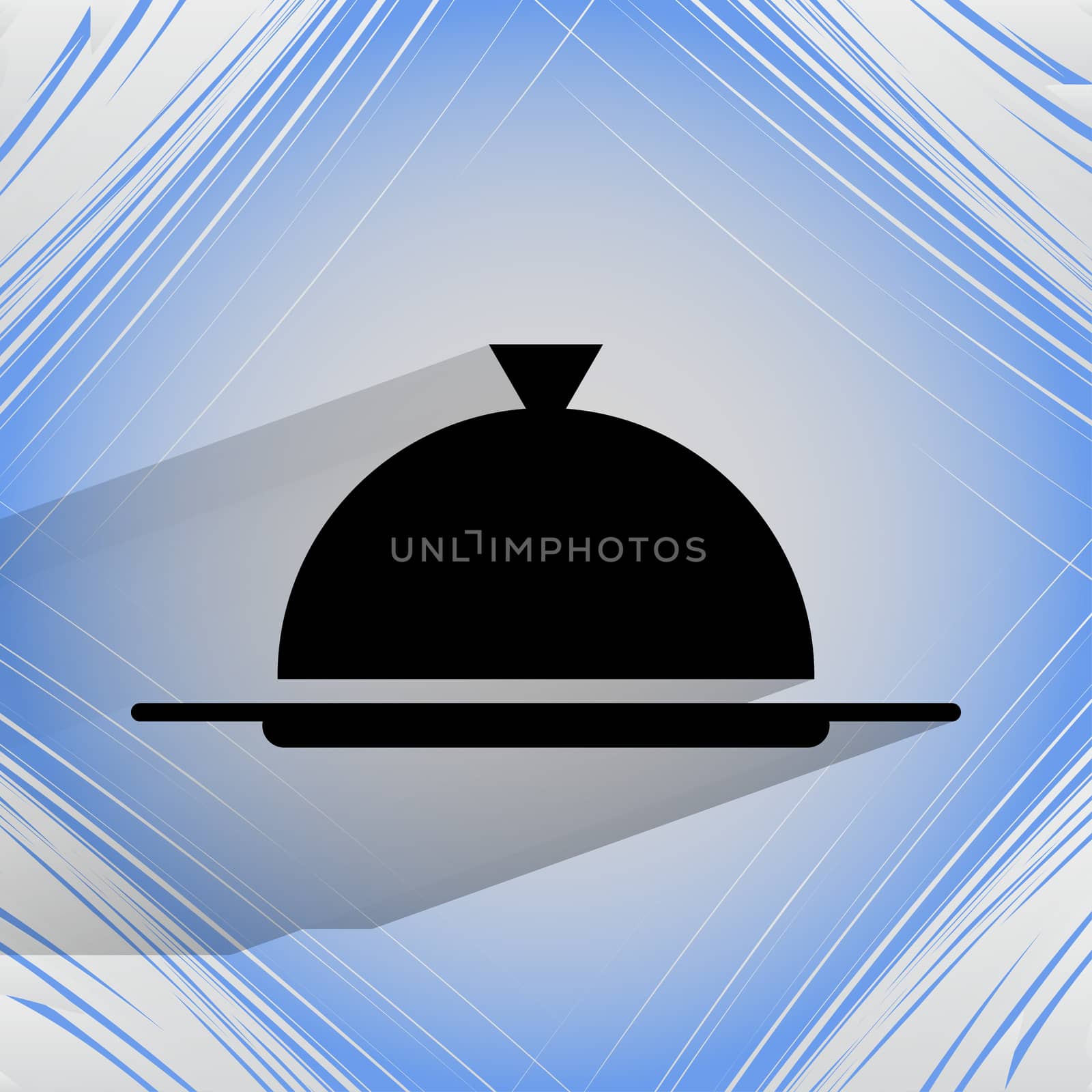 Restaurant cloche. Flat modern web button on a flat geometric abstract background  . 