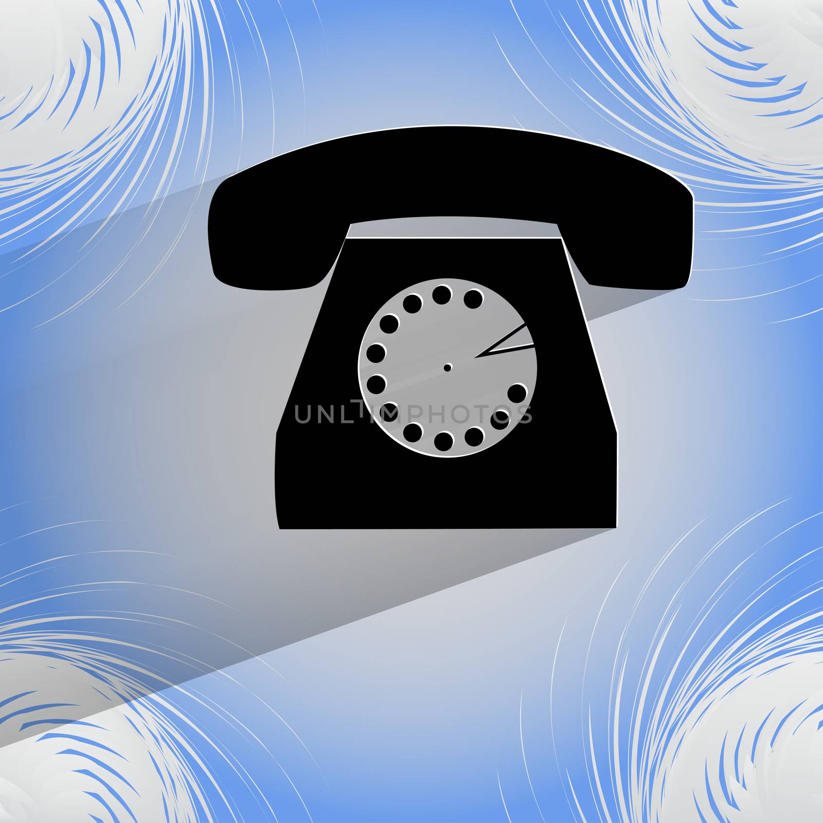 Retro telephone. Flat modern web button on a flat geometric abstract background  by serhii_lohvyniuk