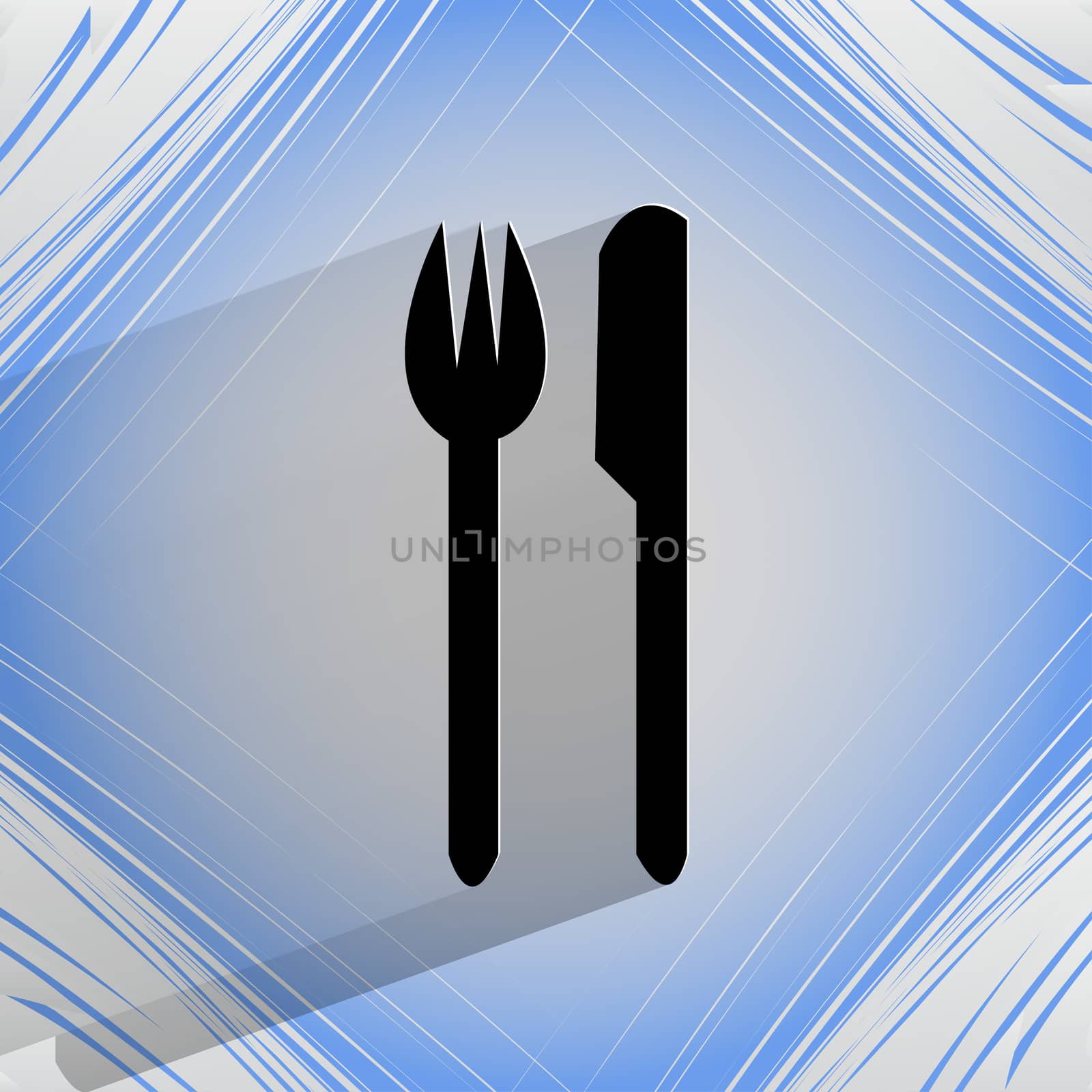 cutlery, knife, fork. Flat modern web design on a flat geometric abstract background  by serhii_lohvyniuk