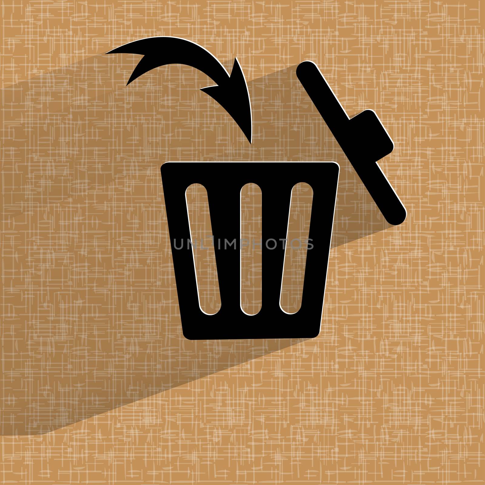 Trash bin. Flat modern web button  on a flat geometric abstract background  . 