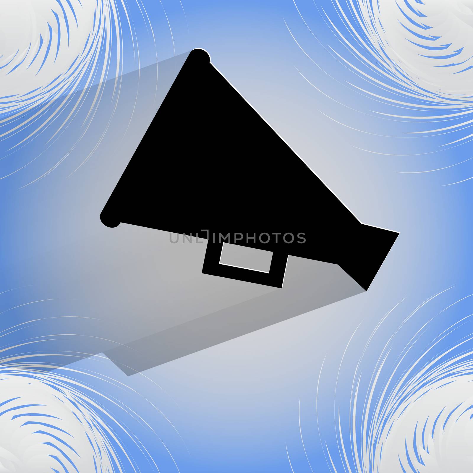 Megaphone, Loud-hailer icon. on a flat geometric abstract background  . 