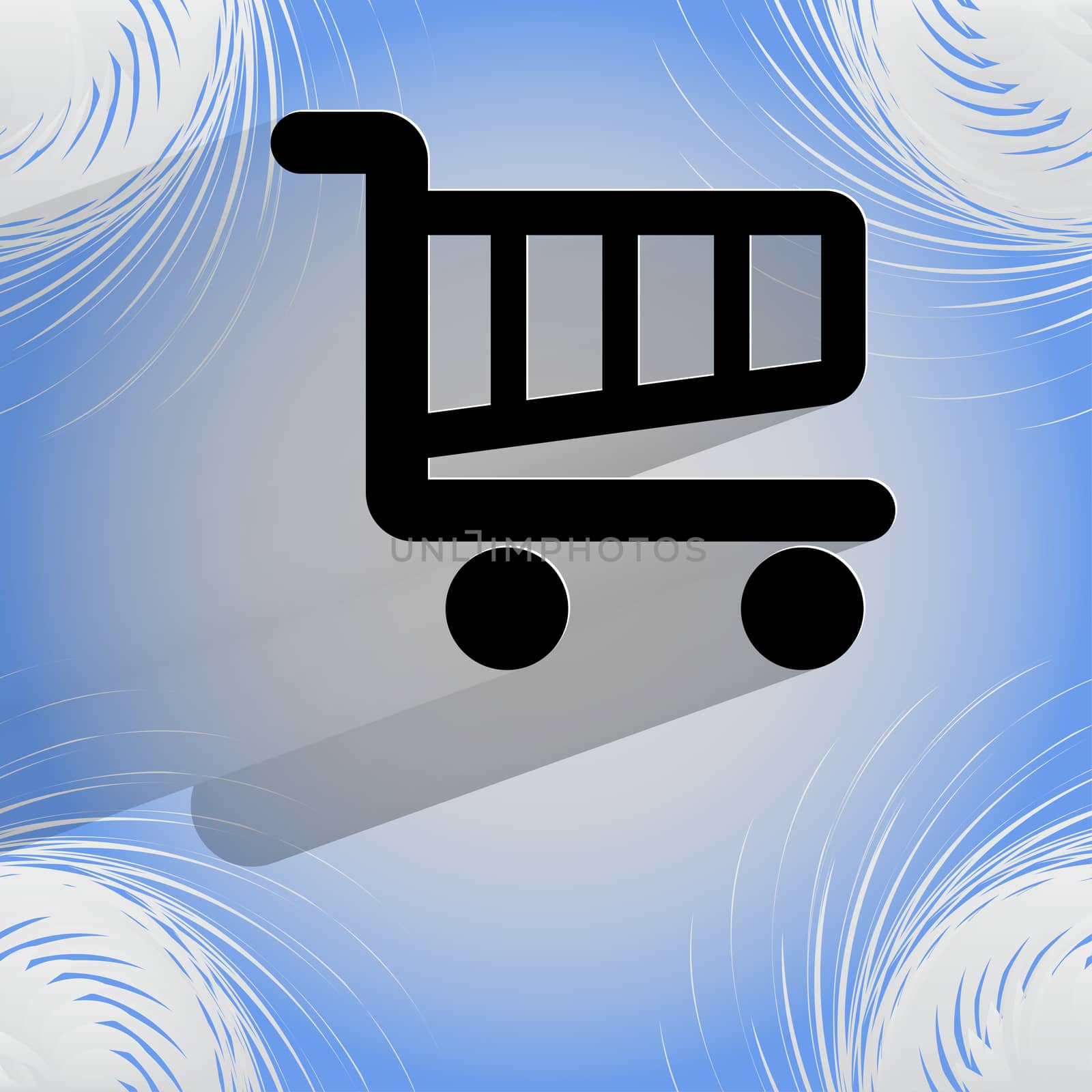 Shopping basket. Flat modern web design on a flat geometric abstract background . 