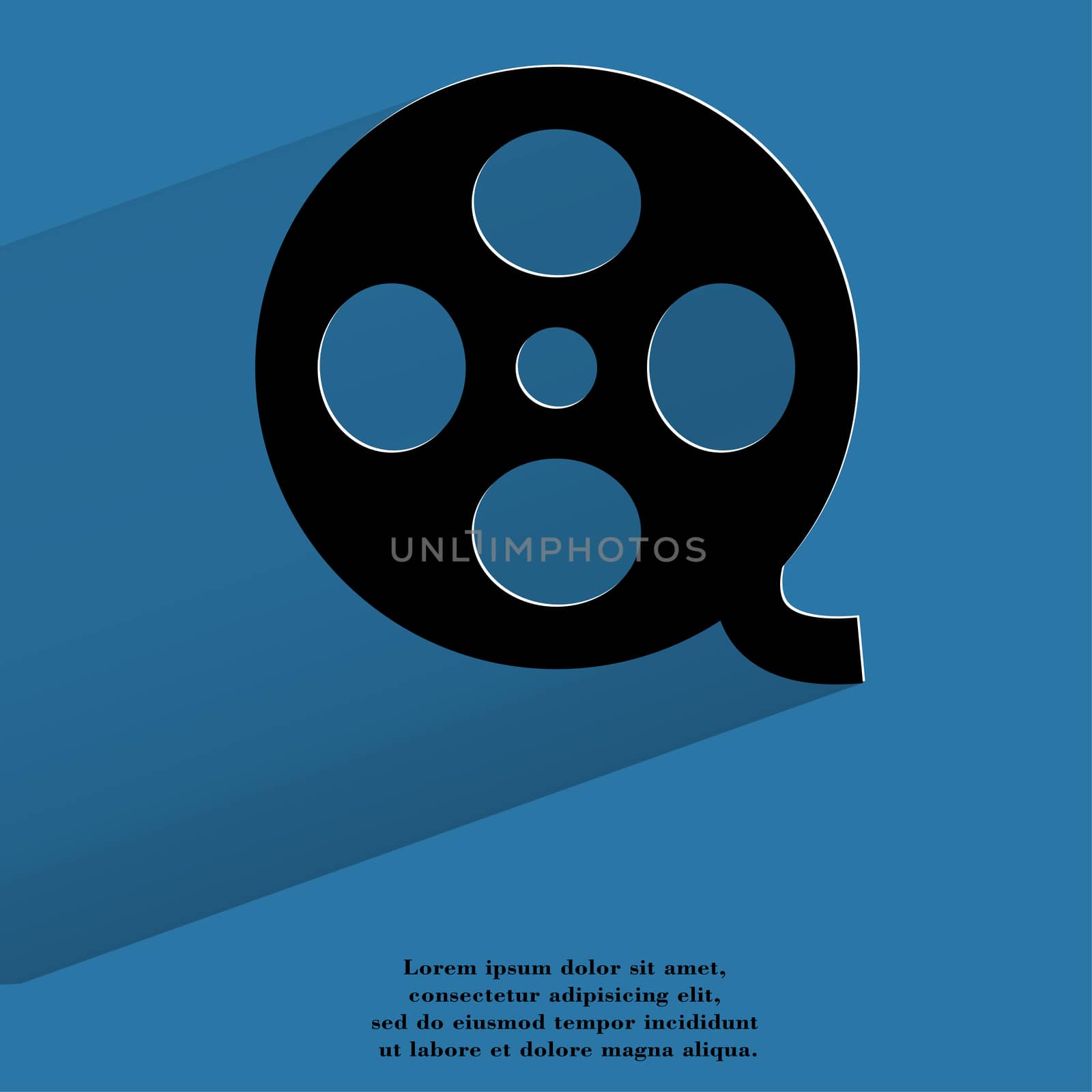 Film. Flat modern web button with long shadow and space for your text. . 