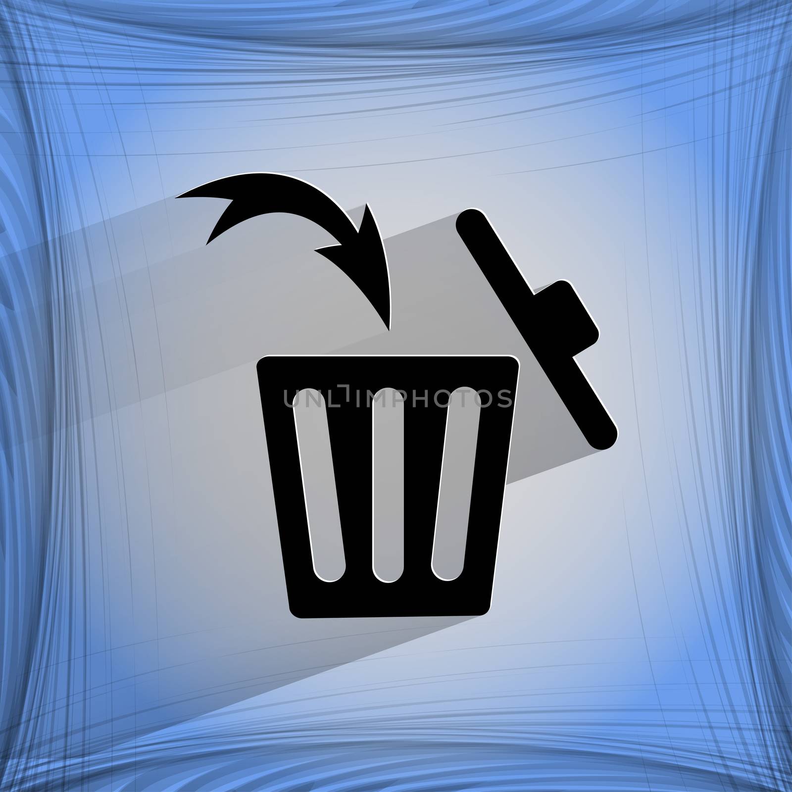 Trash bin. Flat modern web button  on a flat geometric abstract background  by serhii_lohvyniuk