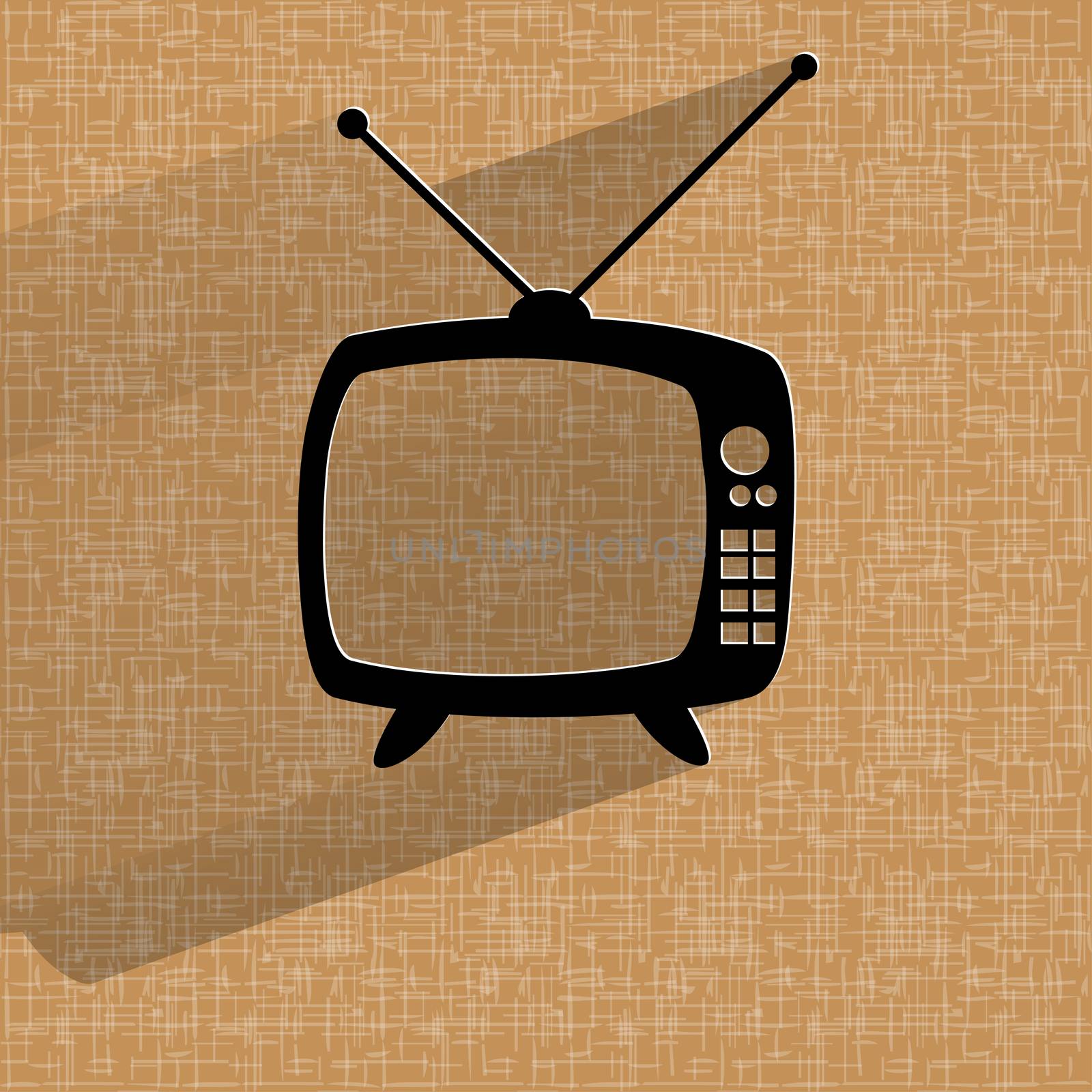 Retro tv. Flat modern web button   on a flat geometric abstract background  . 