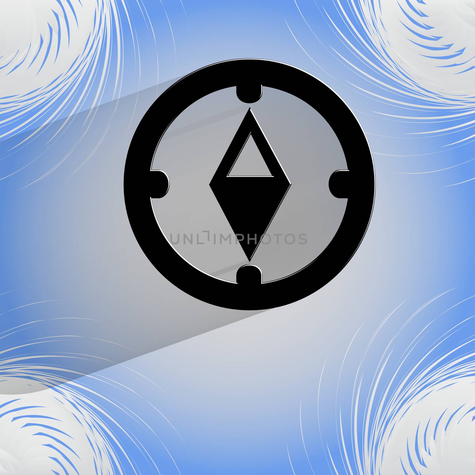 Compass. Flat modern web button   on a flat geometric abstract background  . 