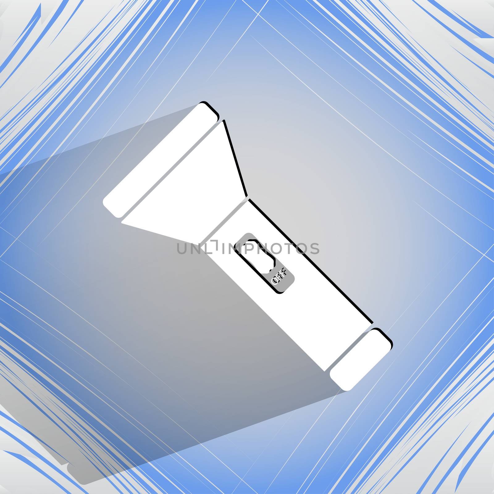 Flashlight . Flat modern web button  on a flat geometric abstract background . . 
