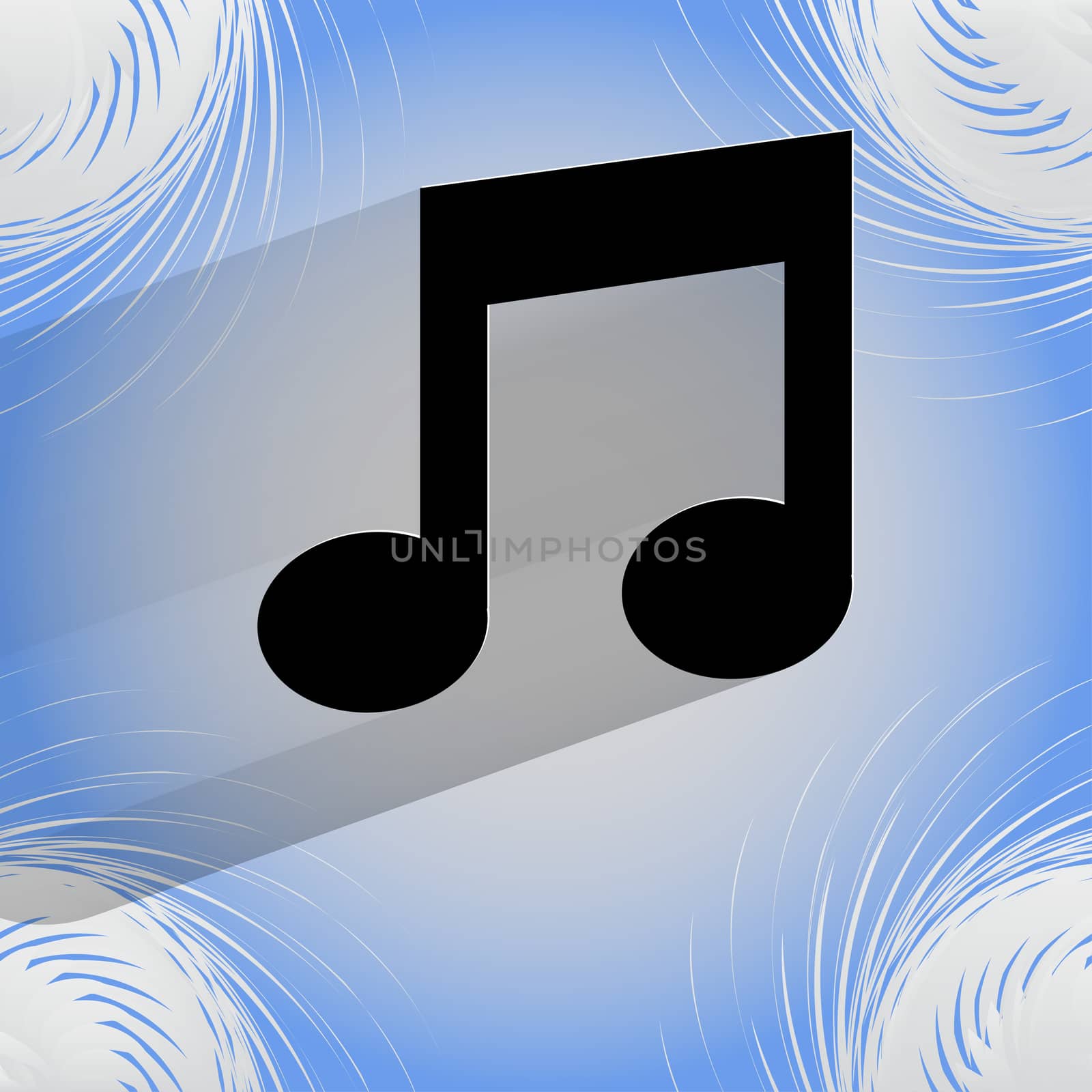 Music note. Flat modern web design on a flat geometric abstract background . 